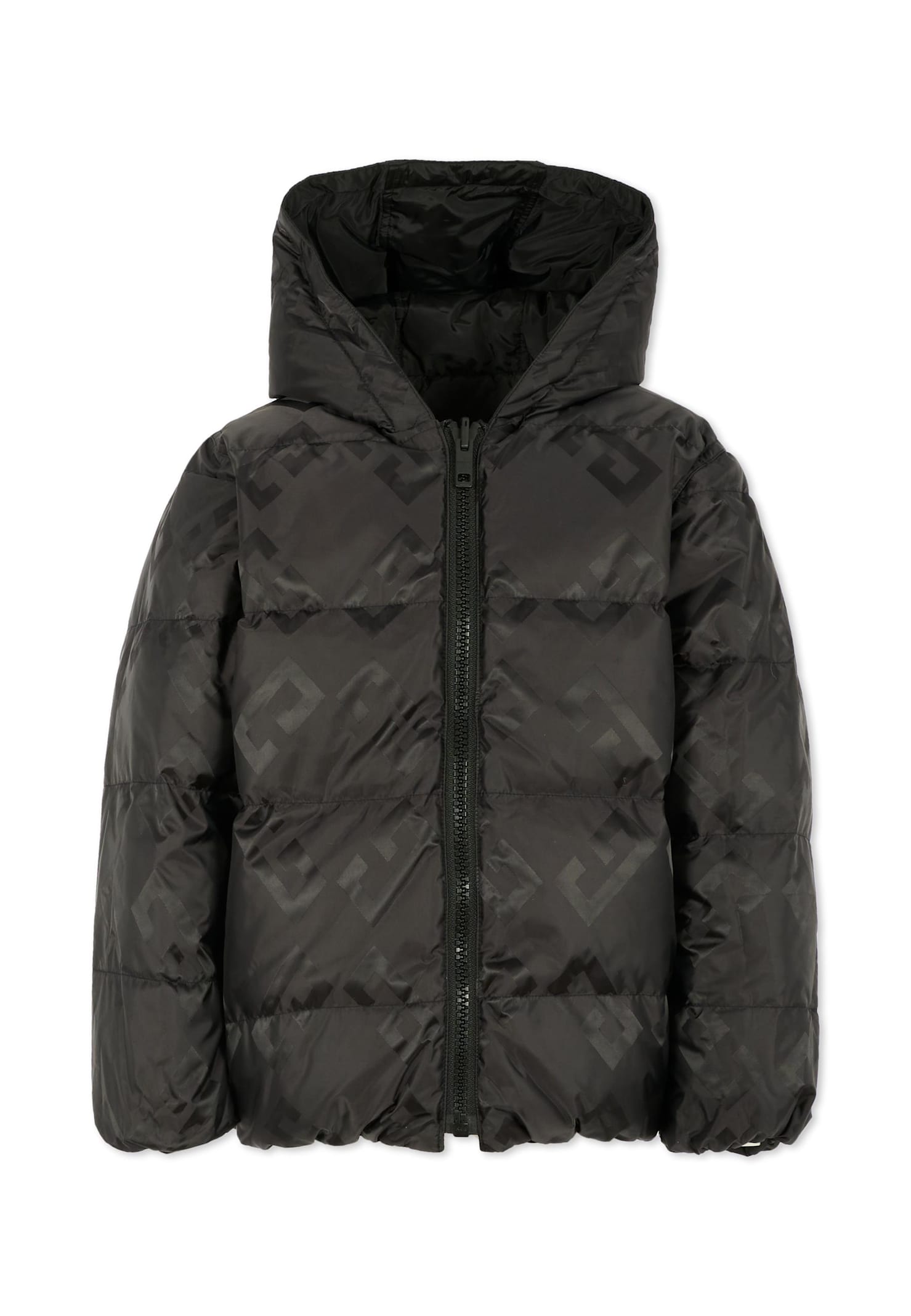 Givenchy Black Down Jacket For Kids With 4g Motif In Black