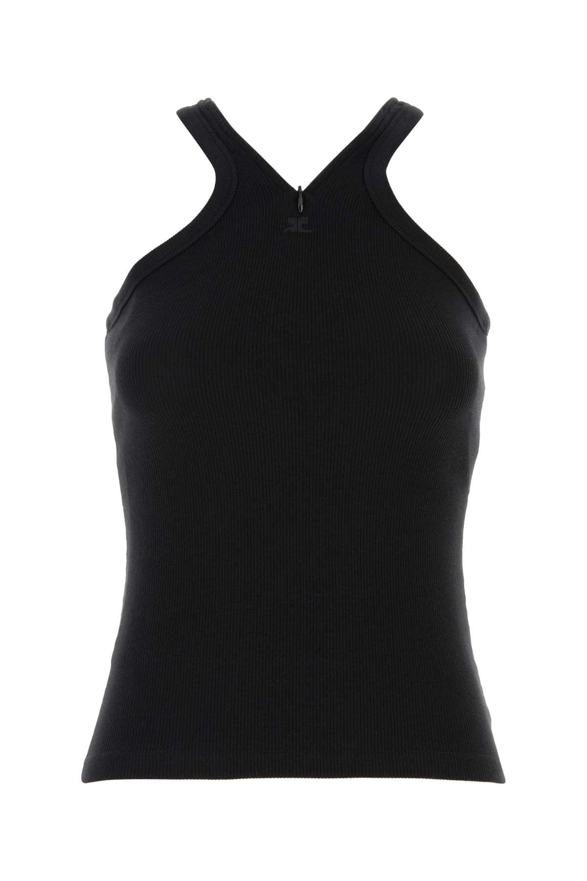 Shop Courrèges Black Stretch Cotton Tank Top