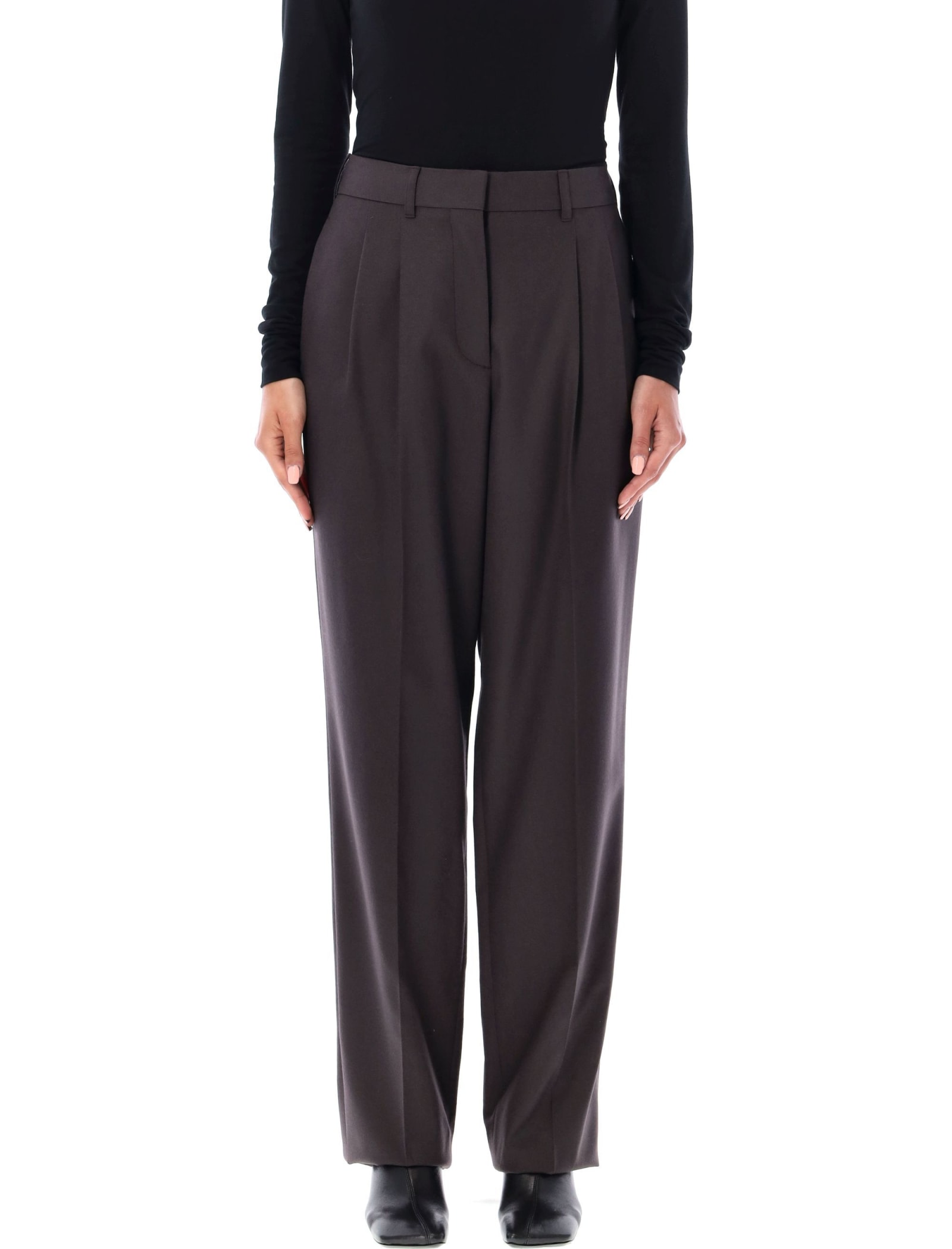 Shop Stella Mccartney Pinced Pants In Dark Chocolate