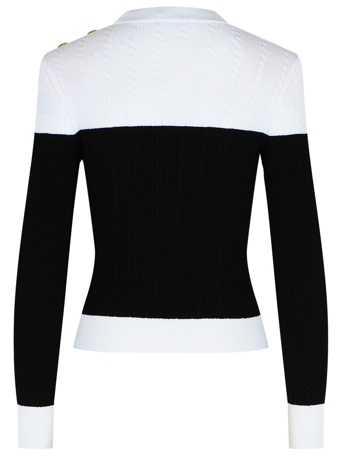 Balmain 3-button Twisted Knit Colorblock Top In Multi
