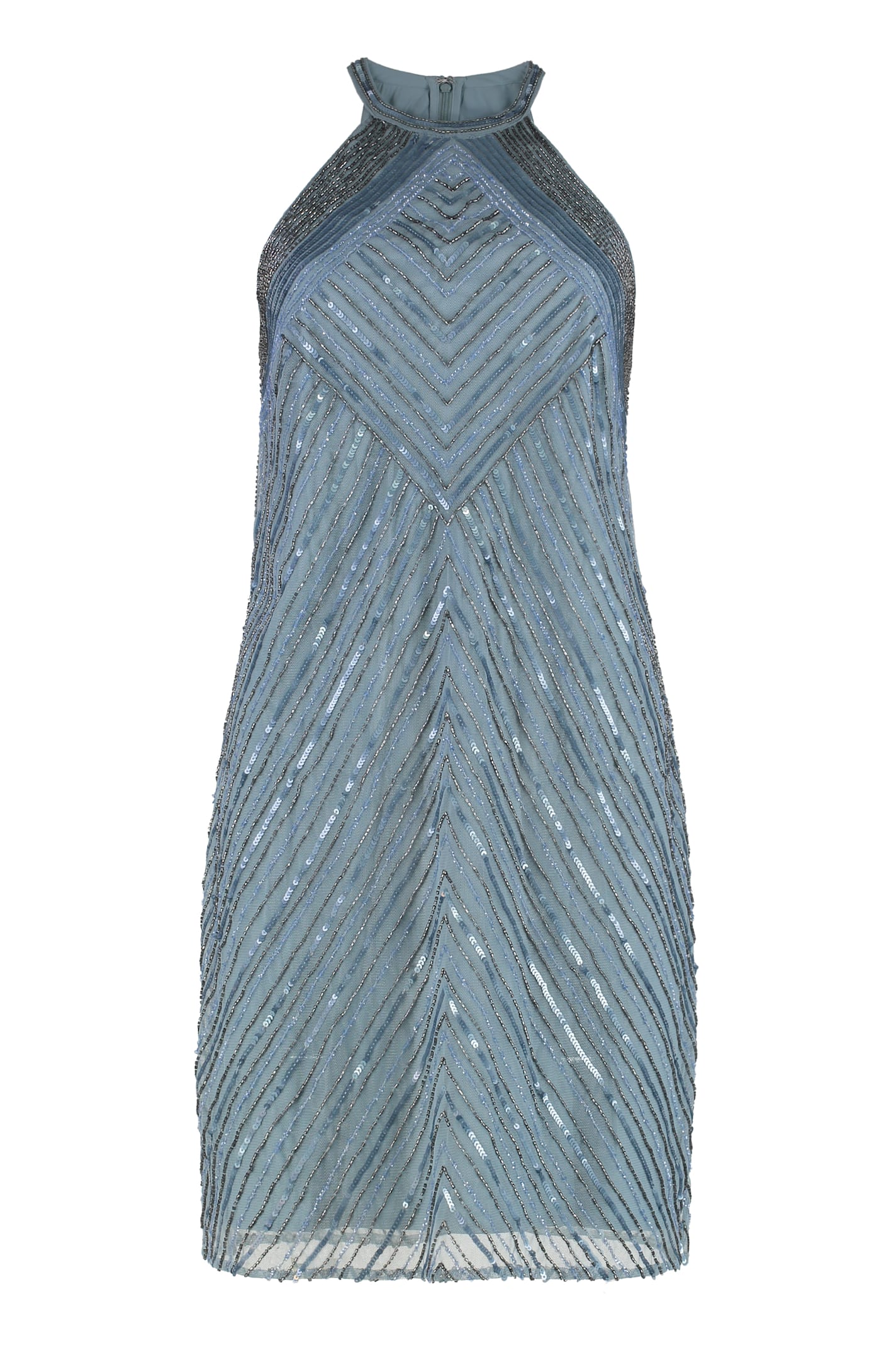 Ralph Lauren Halter Sequin Mini-dress In Blue
