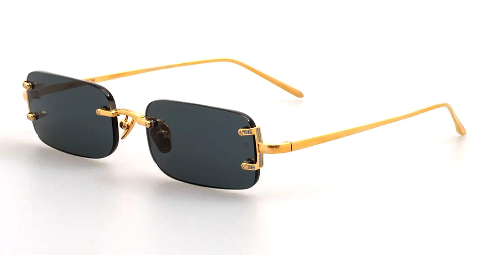 Linda Farrow Talor Rectangular Frame Sunglasses In Gold