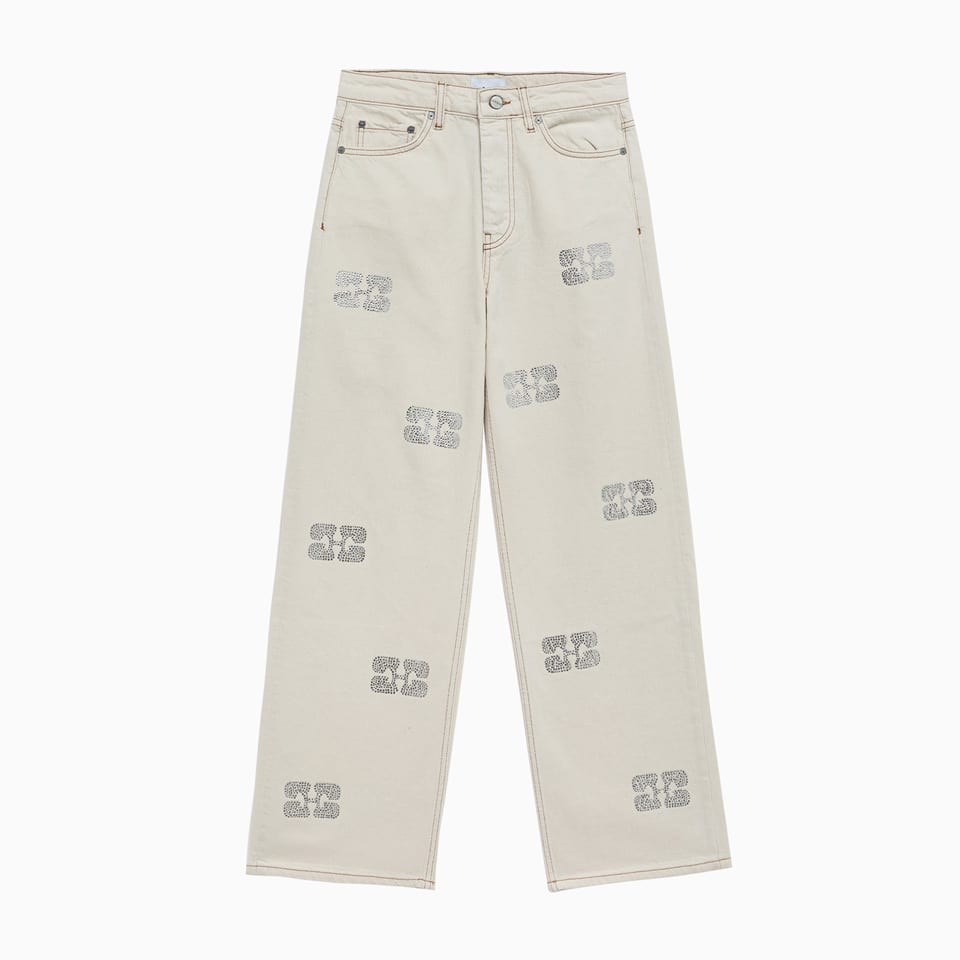 Ganni Sparkle Izey Jeans In White | ModeSens