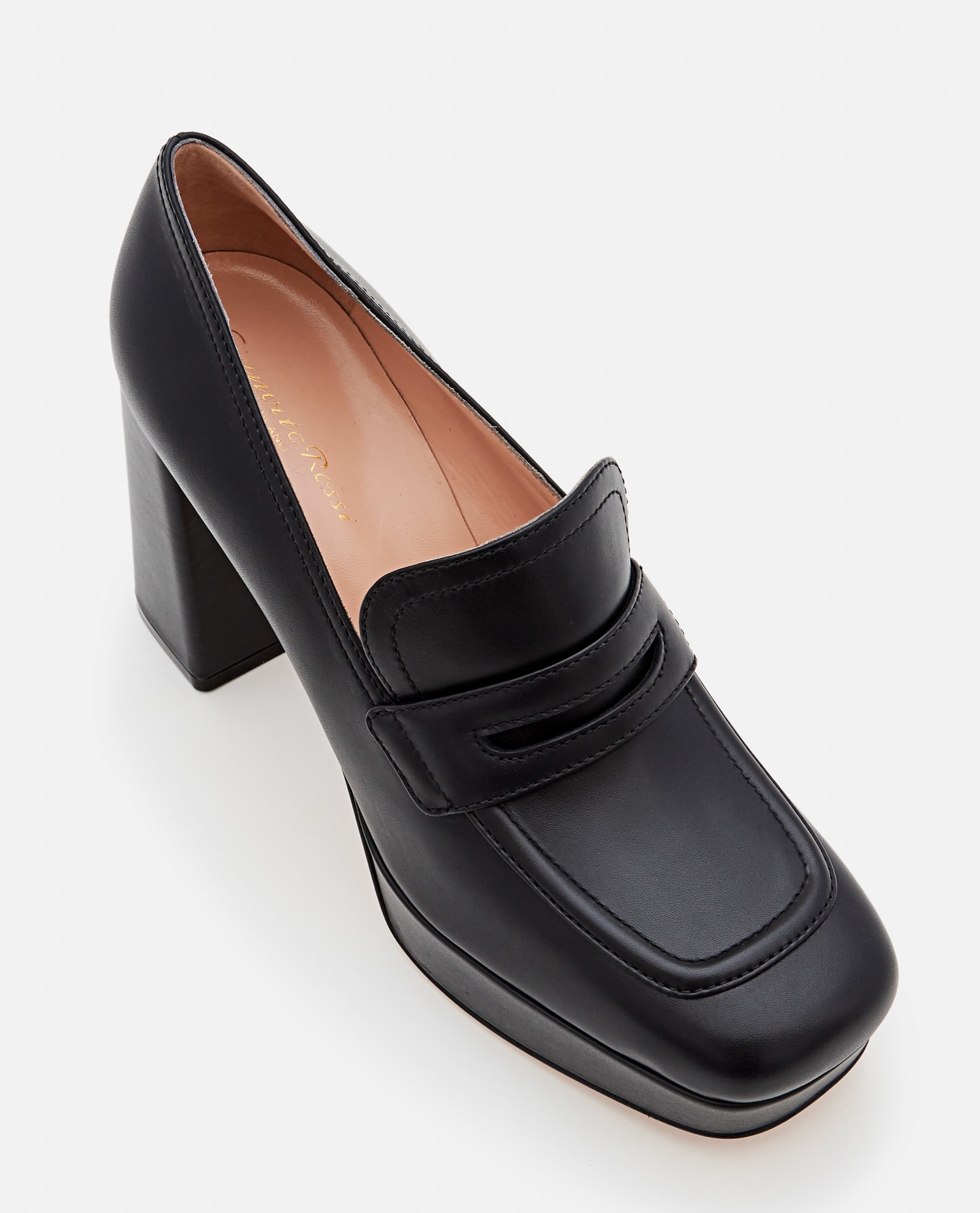 Shop Gianvito Rossi Rouen Heeled Leather Loafers In Black