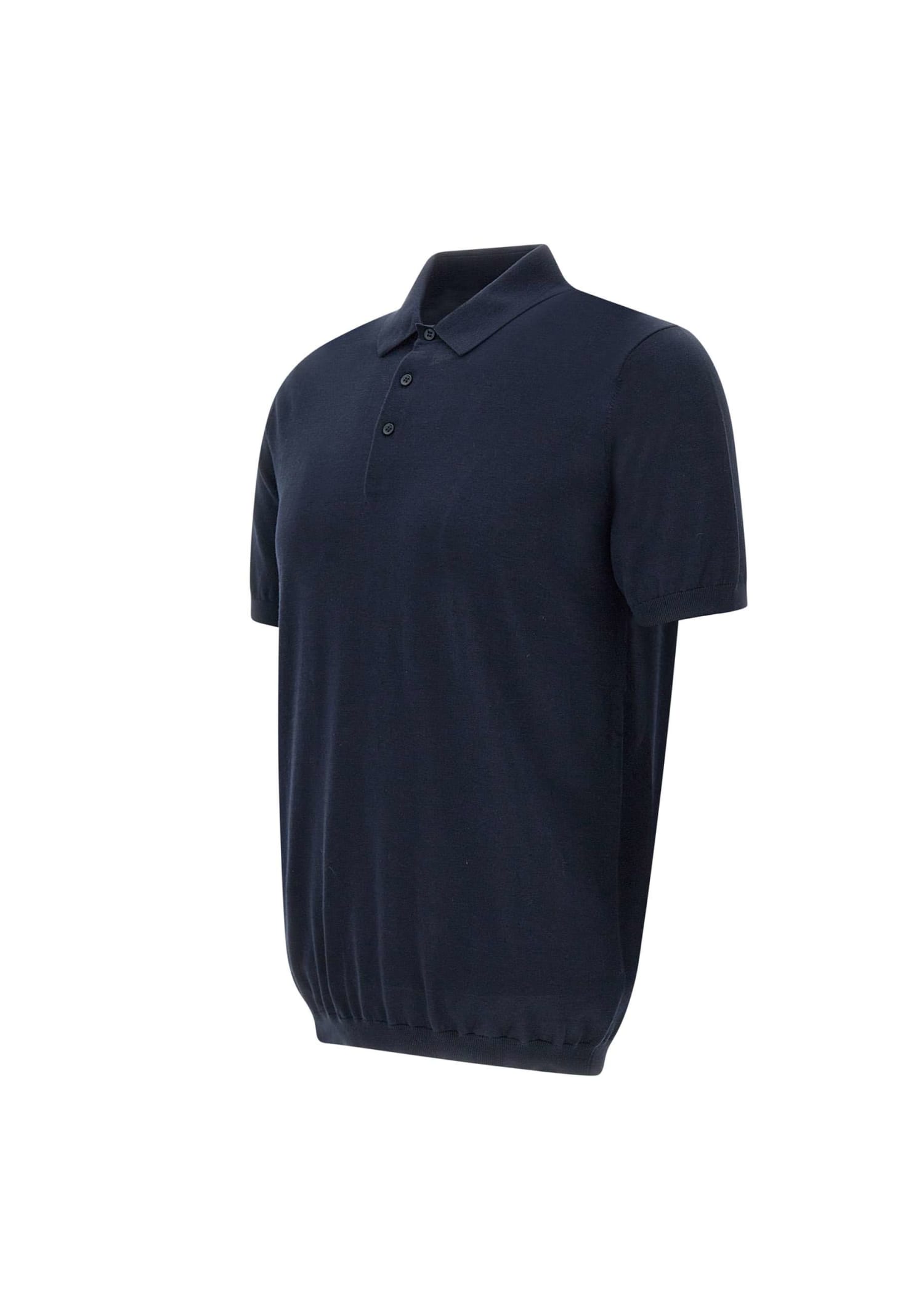 Shop Kangra Silk And Cotton Polo Shirt In Blue