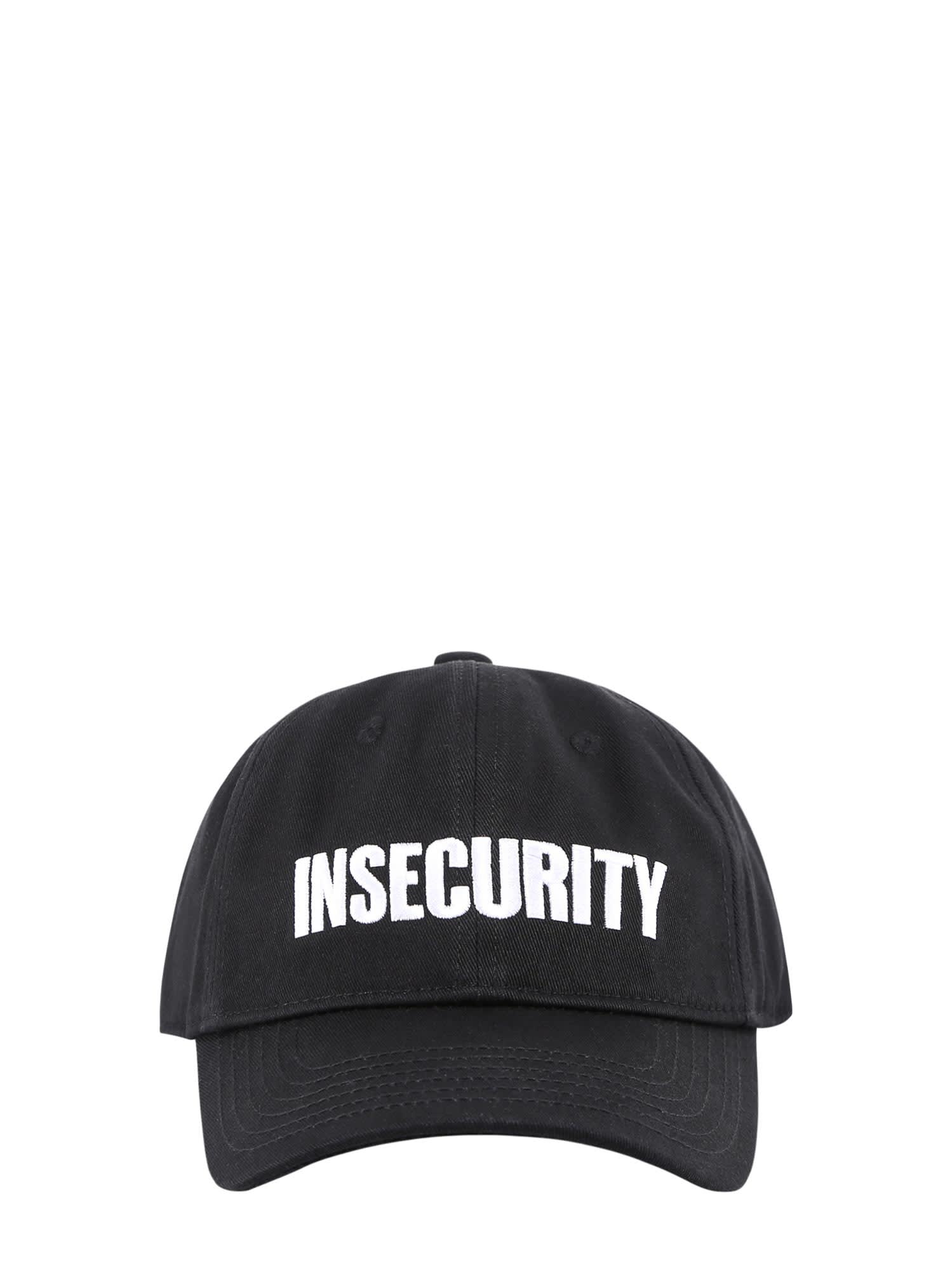 新品未使用 VETEMENTS INSECURITY ロゴ キャップ 帽子 黒-