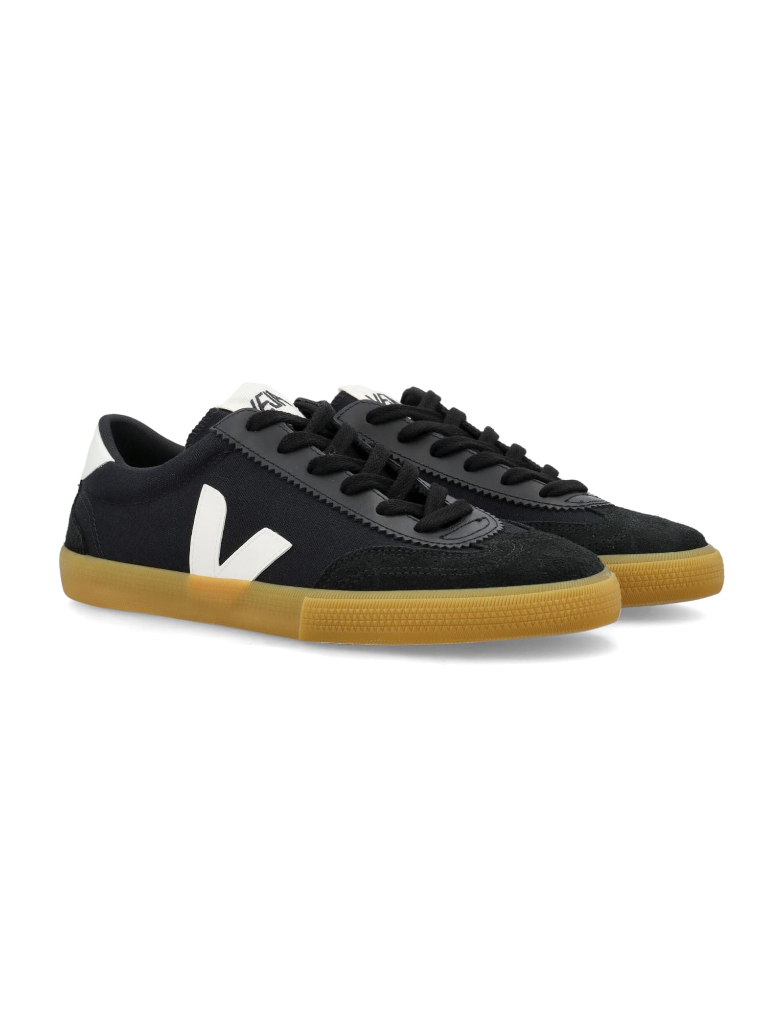 Shop Veja Volley Sneakers In Black White Natural