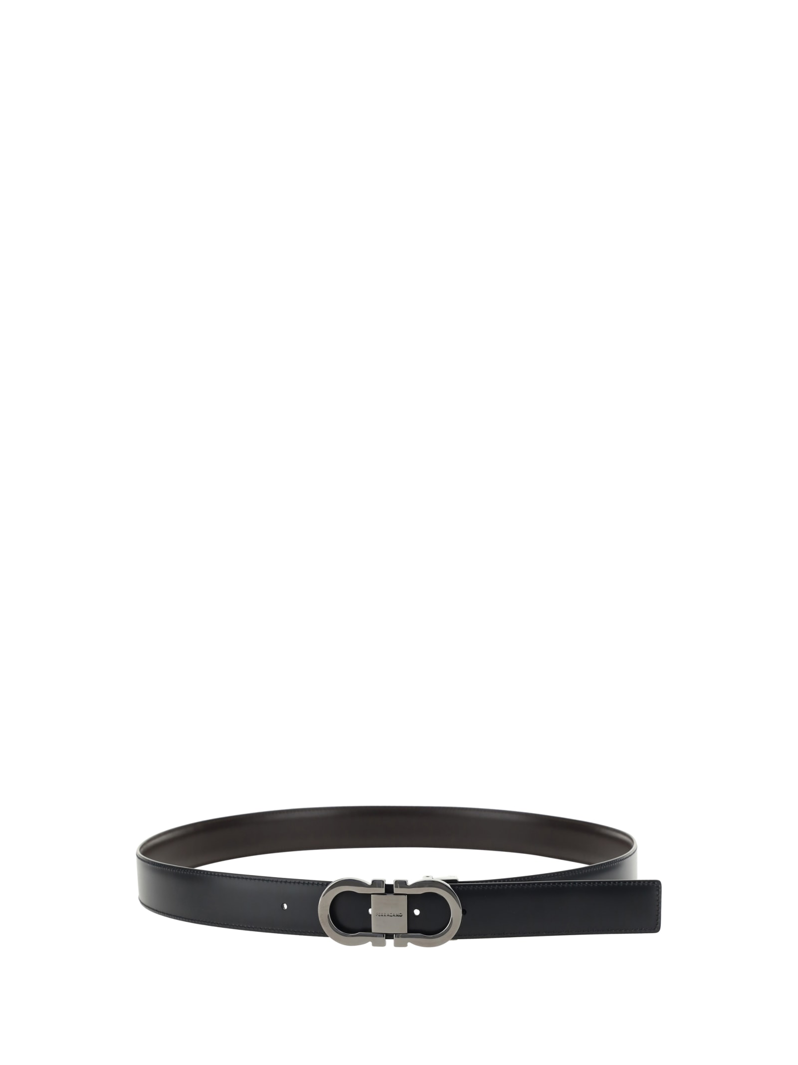 Shop Ferragamo Gancini Reversible Belt In Black