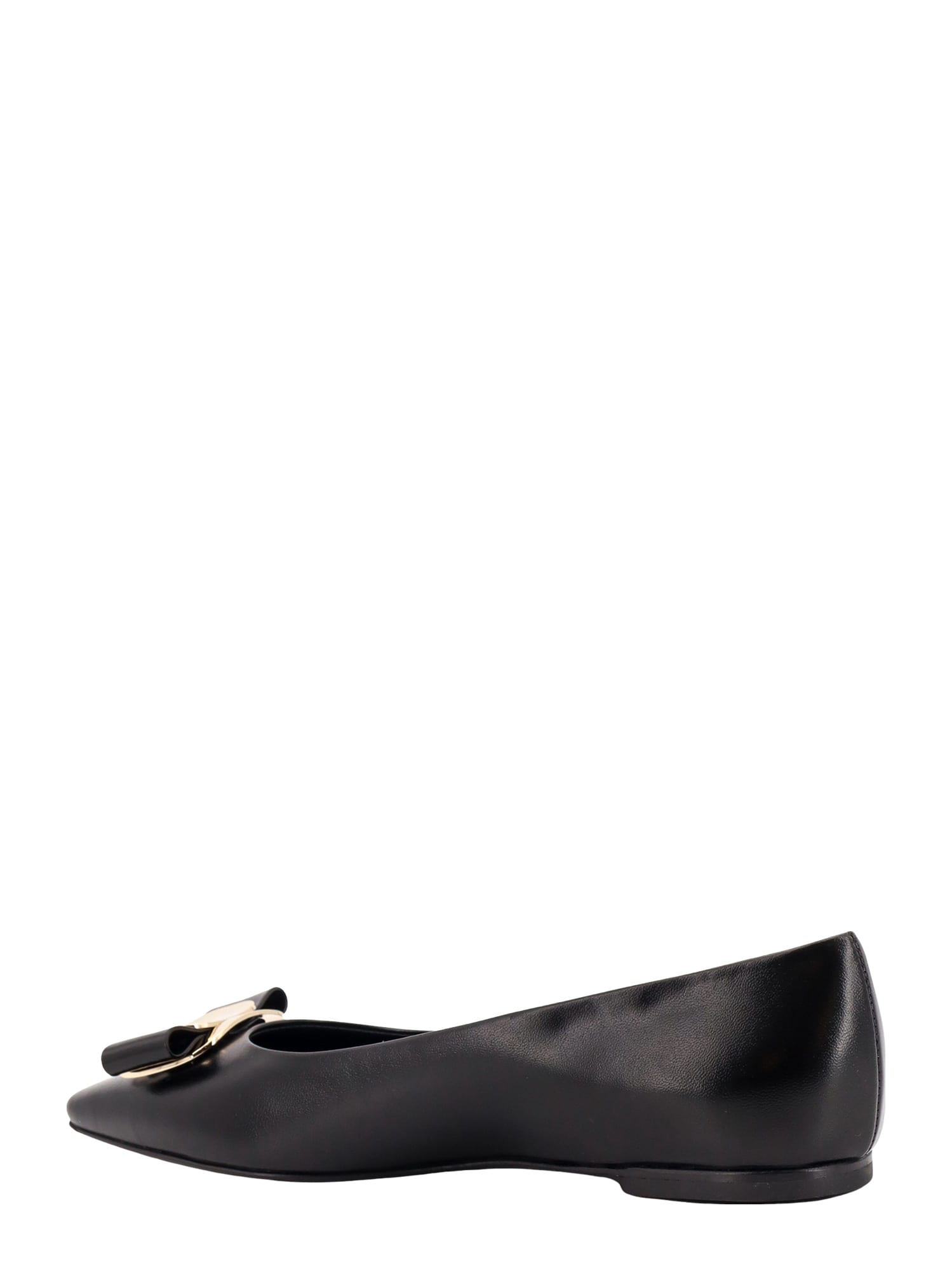 Ferragamo Varina Bow-embellished Patent-leather Ballet Flats In Black