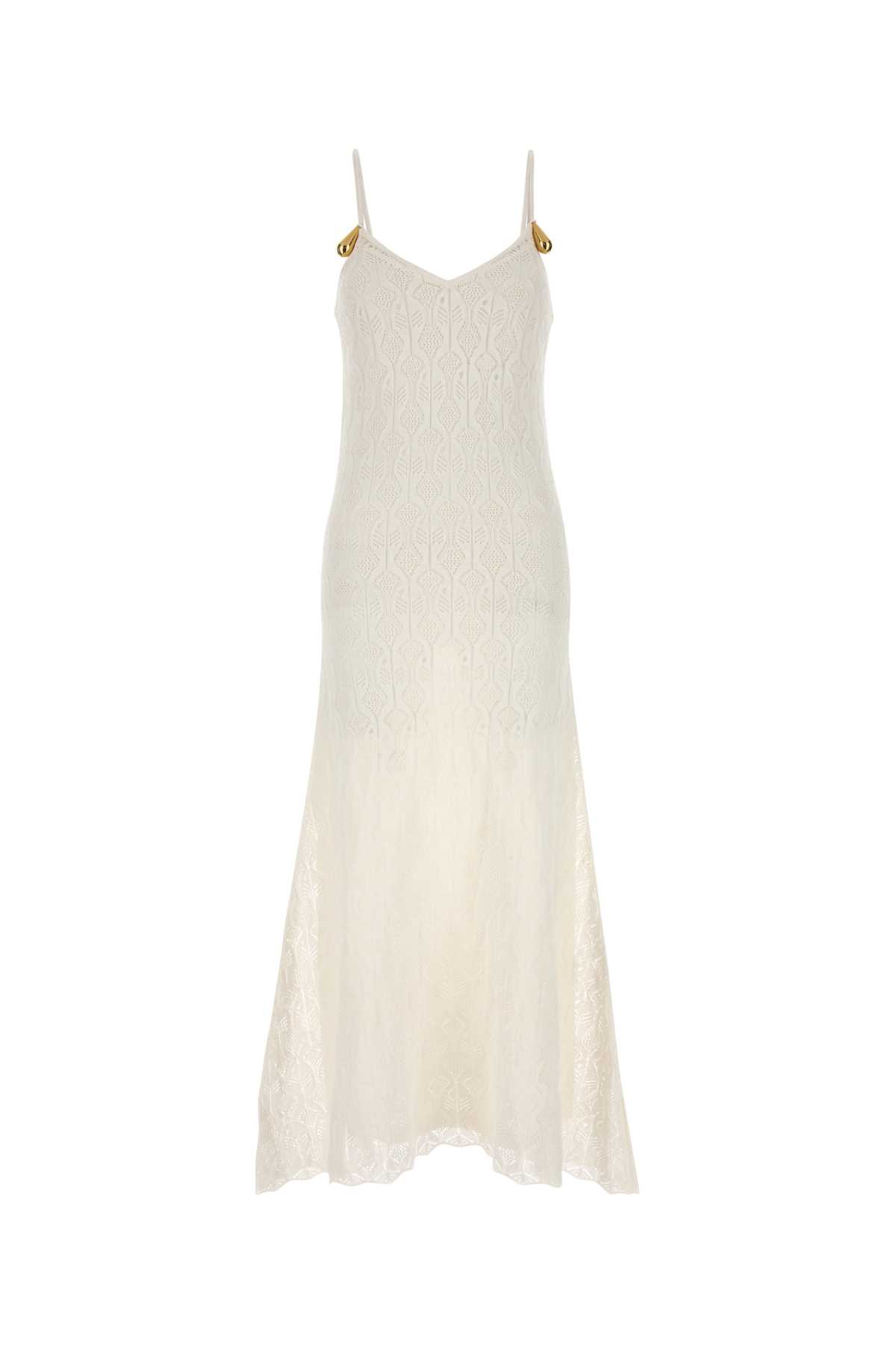 Bottega Veneta White Lace Dress In Gray