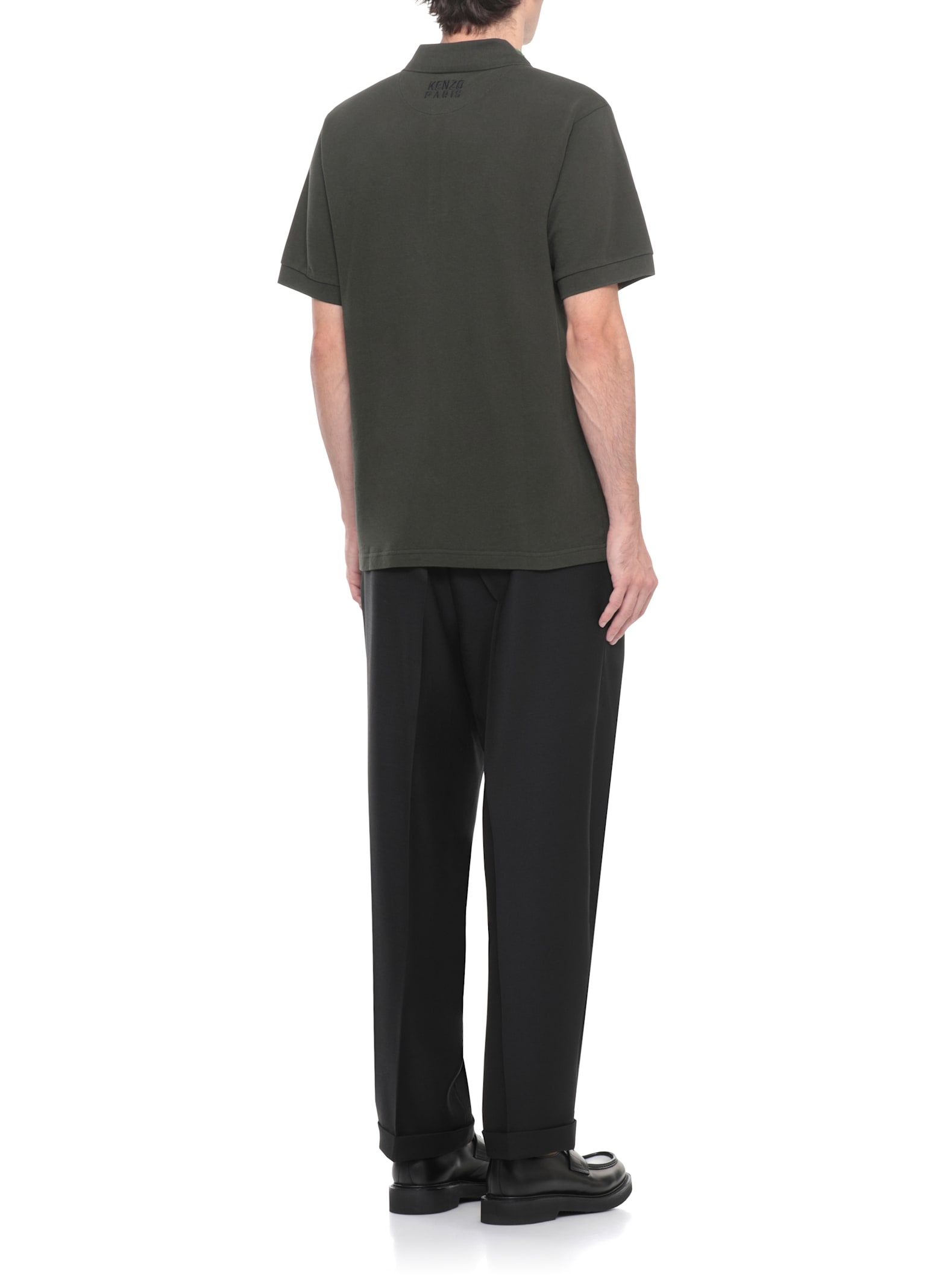 Kenzo Polo Shirt With Happy Tiger Embroidery In Green