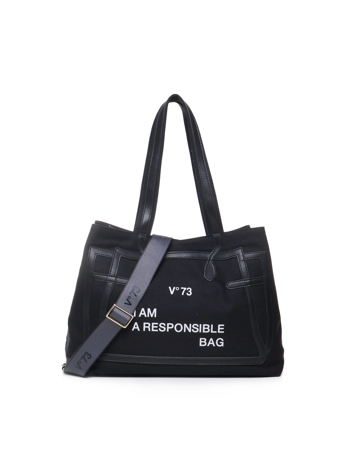 V73 Tote Bag I Am Responsible In Black