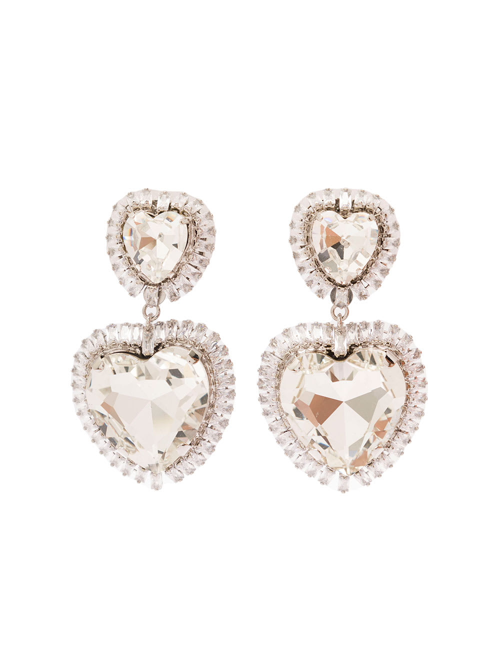 Alessandra Rich Crystal Heart Earrings In Metallic