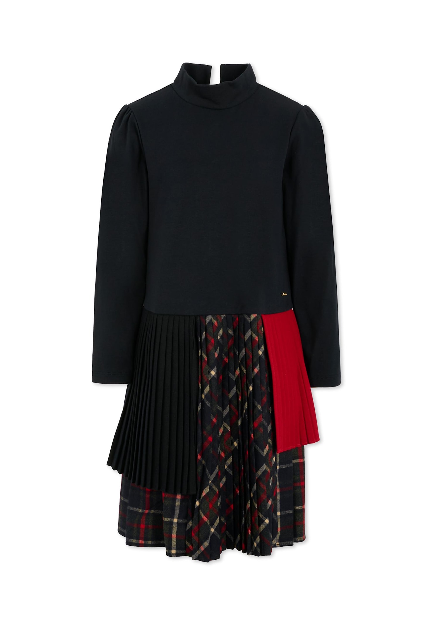 Patachou Pleated Panelled Dress In Blue