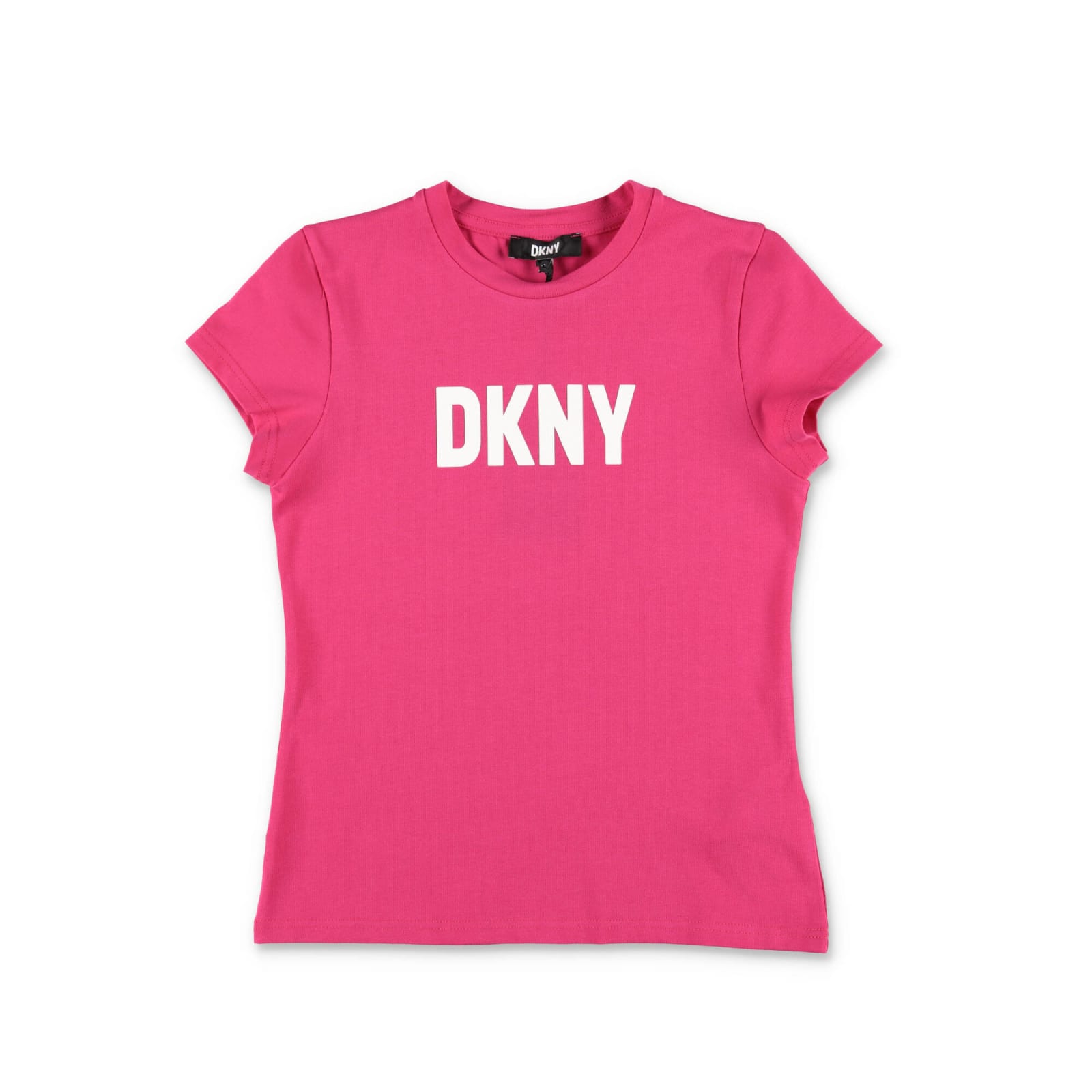 Dkny T-shirt Fucsia In Jersey Di Cotone Bambina