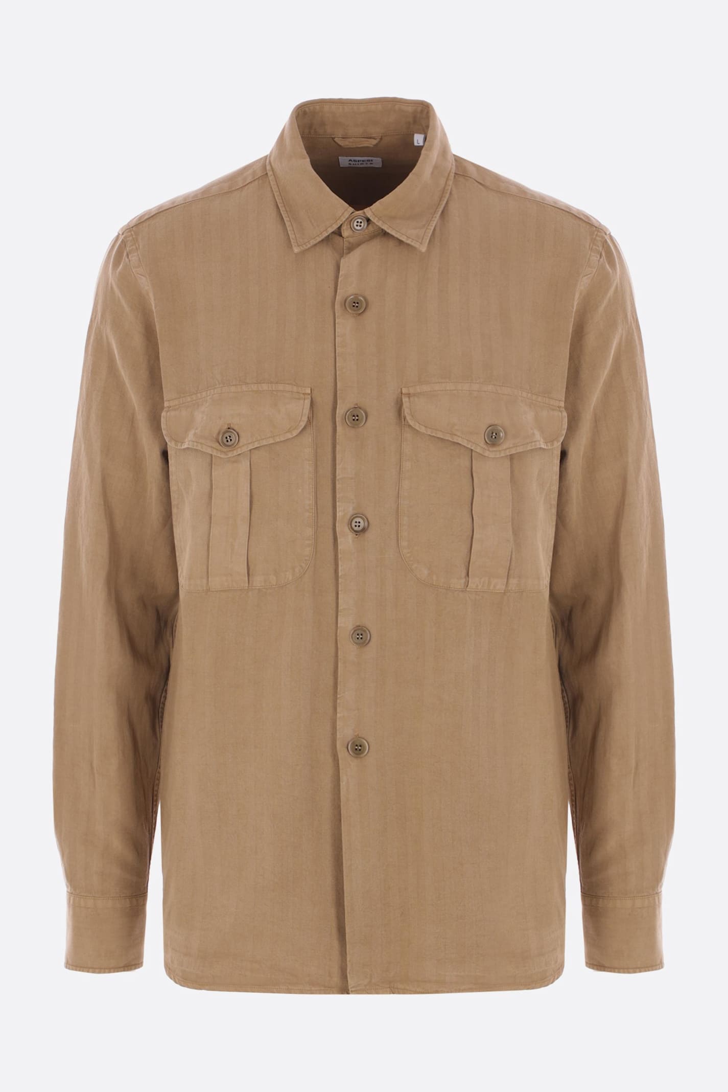 Aspesi Camicia Glenn In Misto Lino - Terra