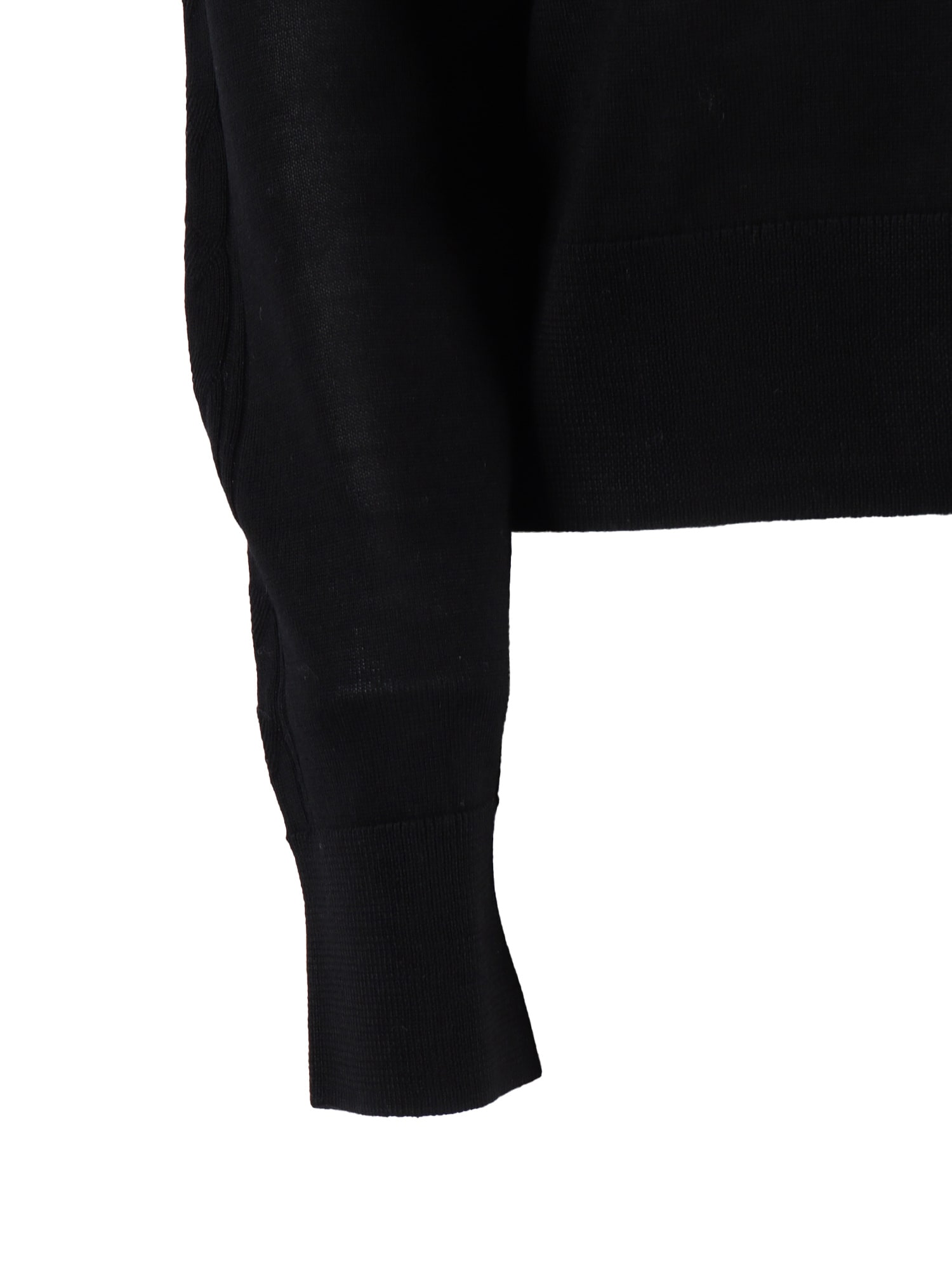 Ballantyne Ribbed Neckline Wool Pullover In Black