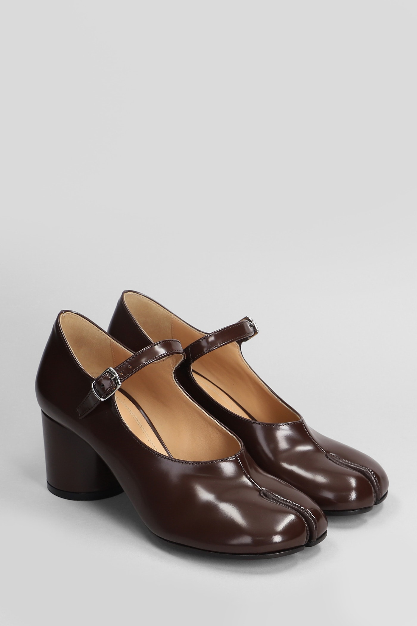 Shop Maison Margiela Tabi Pumps In Brown Leather