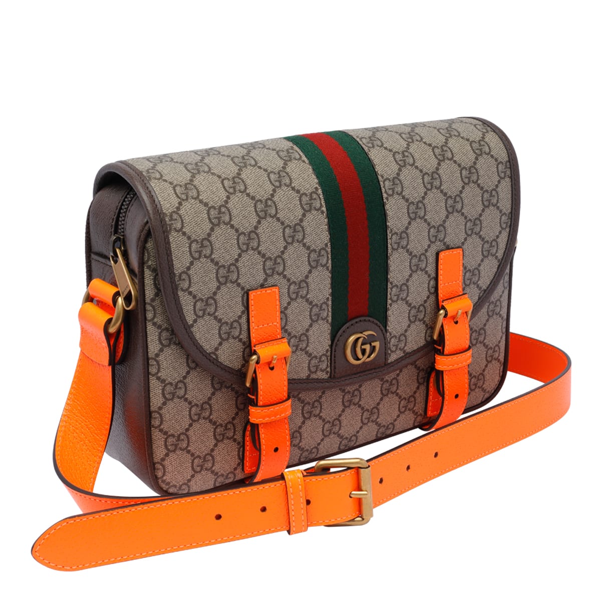 Shop Gucci Ophidia Gg Messenger Bag In Brown