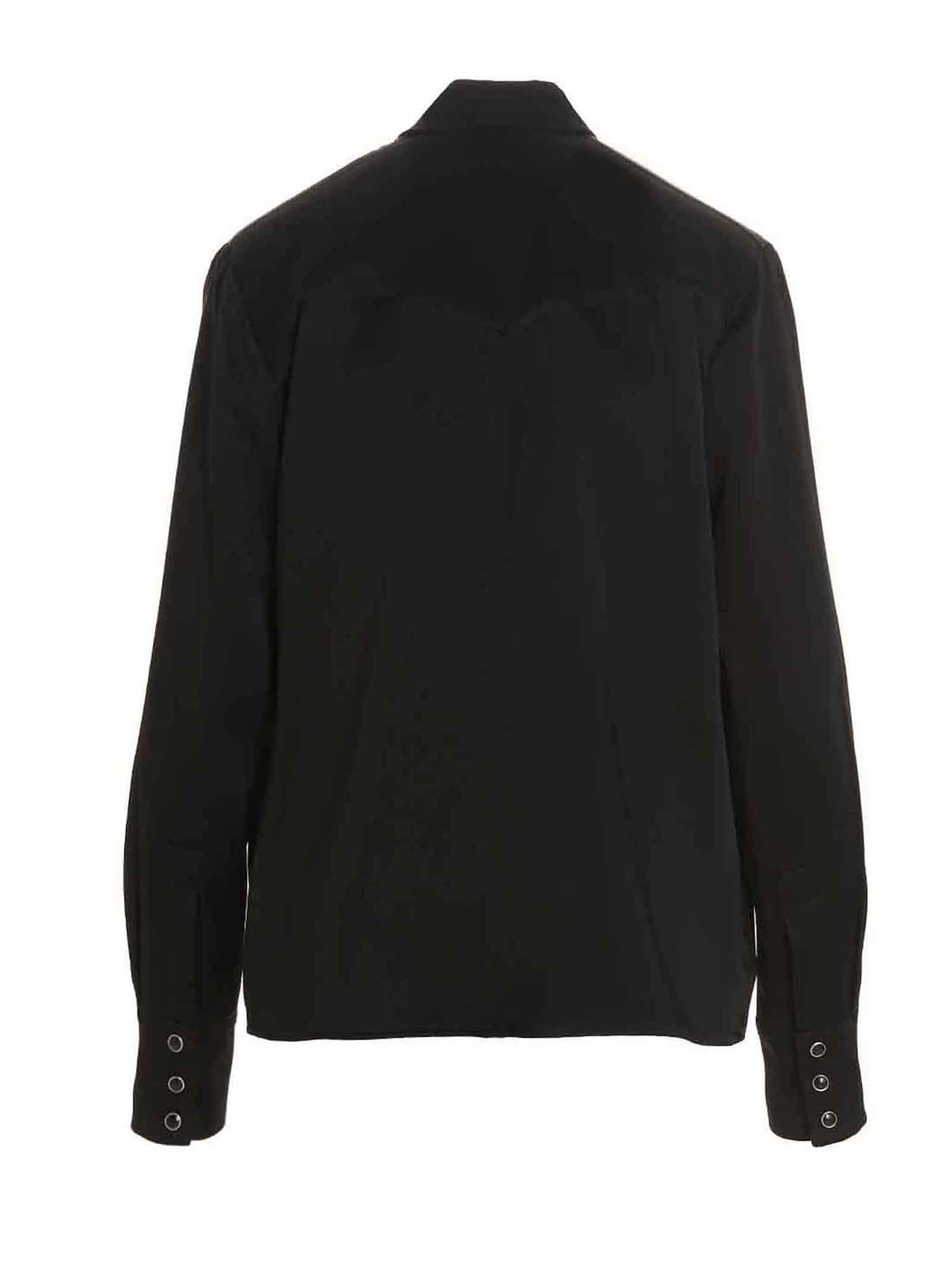 Shop Capasa Pussybow Blouse In Black