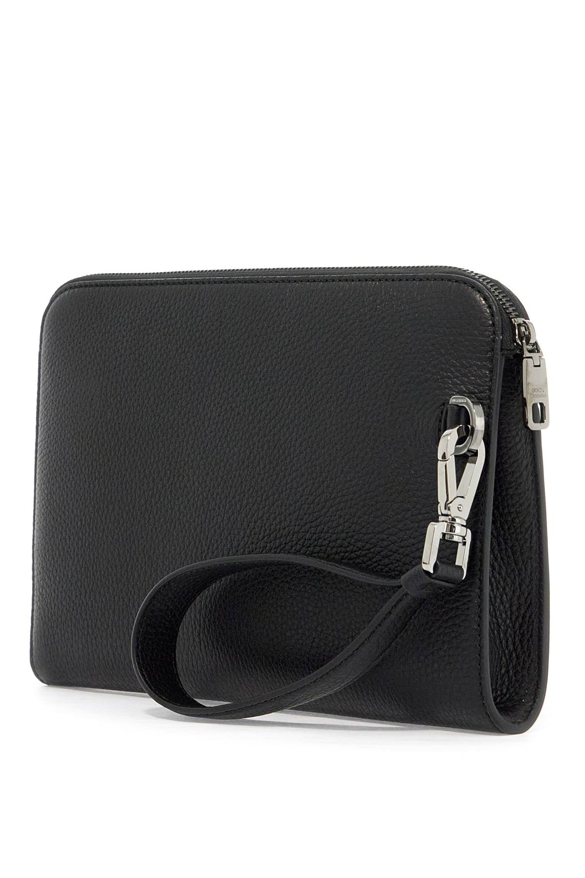 Shop Dolce & Gabbana Embossed Leather Media Pouch In Nero (black)