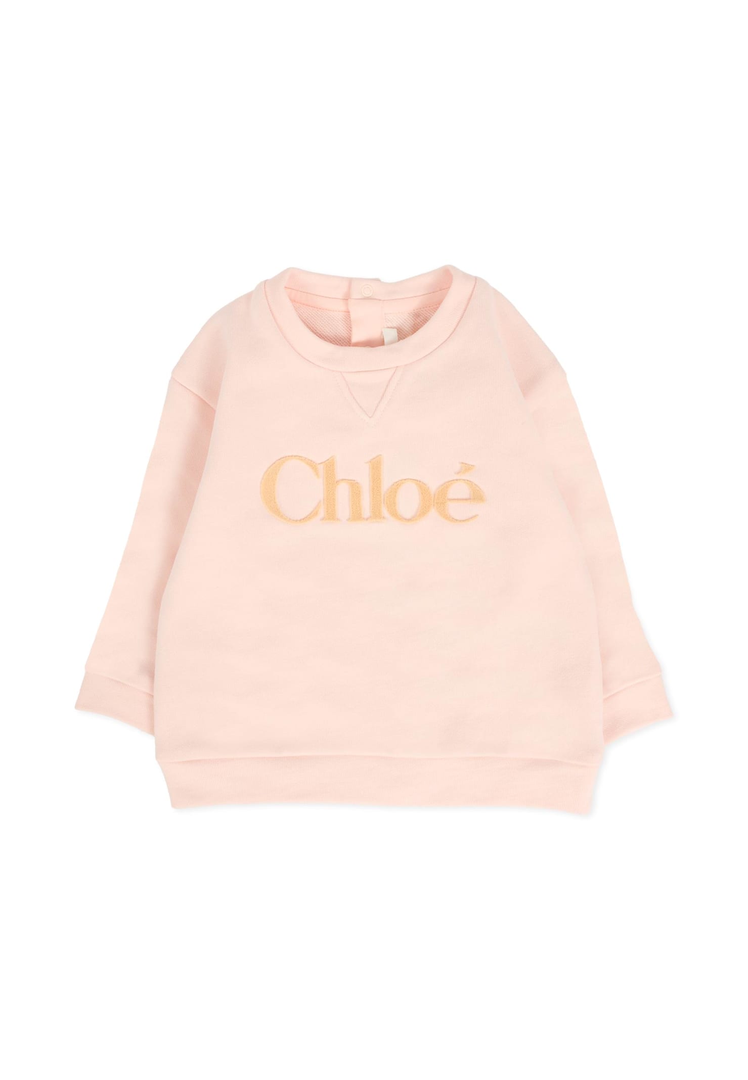 Chloé Pink Sweatshirt For Baby Girl With Logo In Pink