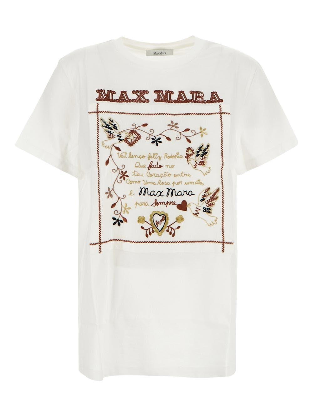 Max Mara Graphic Detailed Crewneck T-shirt In White