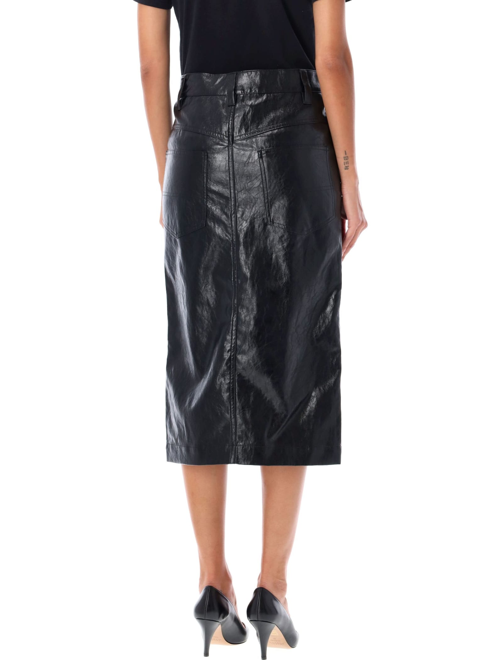 Shop Isabel Marant Angele Midi Skirt In Black