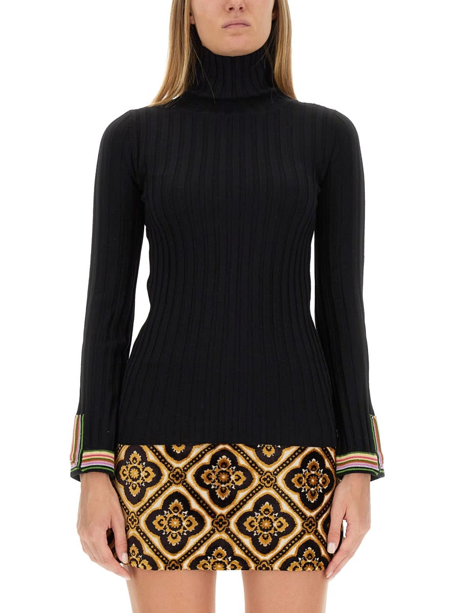 Shop Etro Turtleneck Shirt In Black