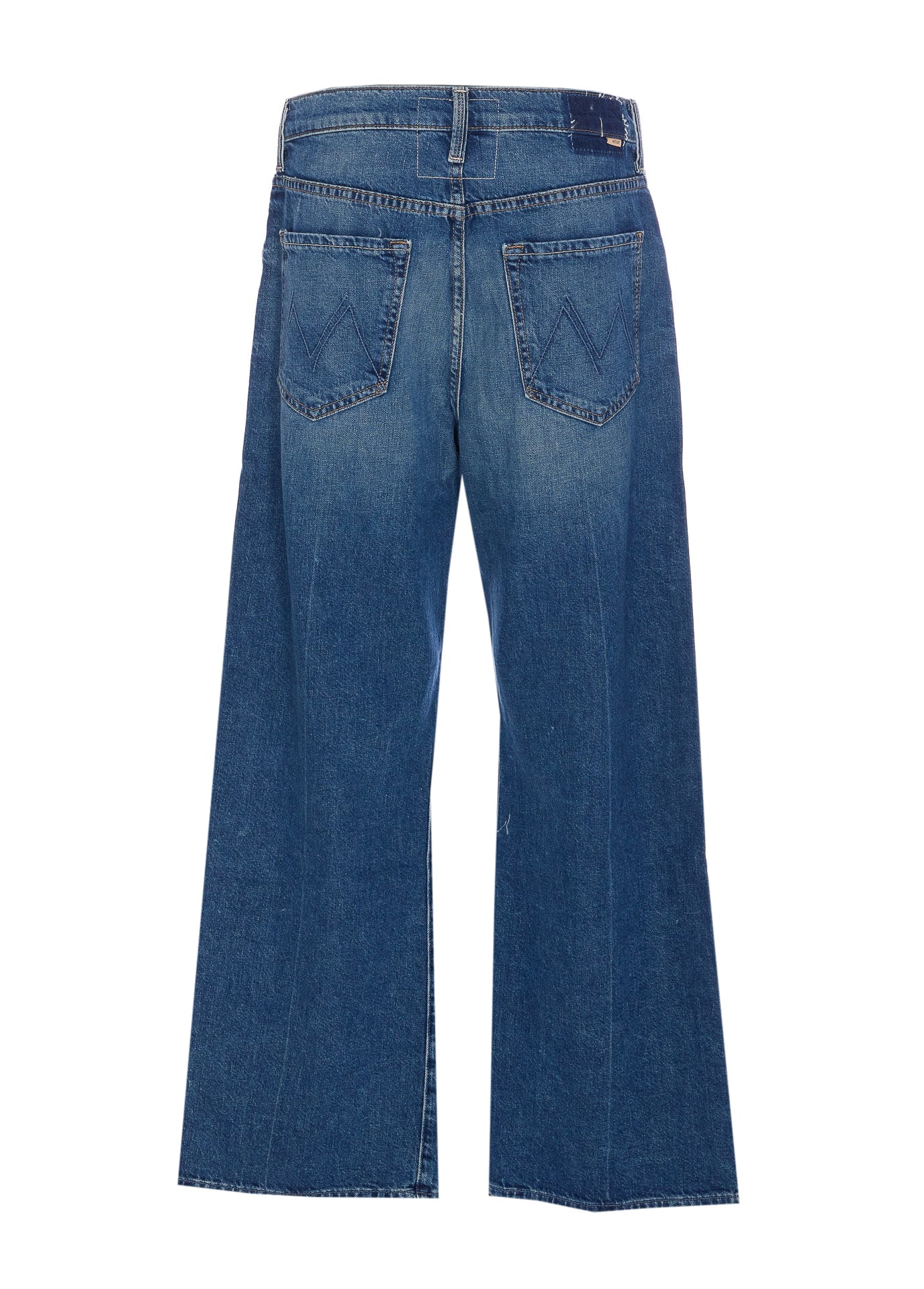 Mother Regular Fit Denim Trousers With Contrast Stitching In Blue
