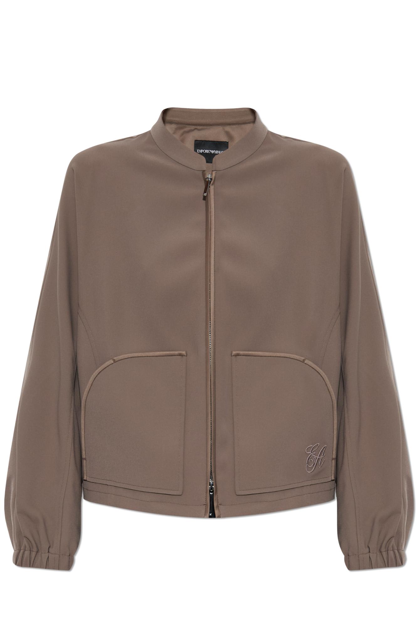 Emporio Armani Jacket With Embroidered Logo In Brown