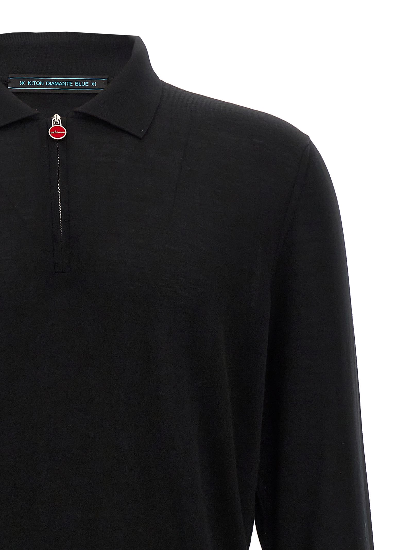 Shop Kiton Wool Polo Shirt In Black