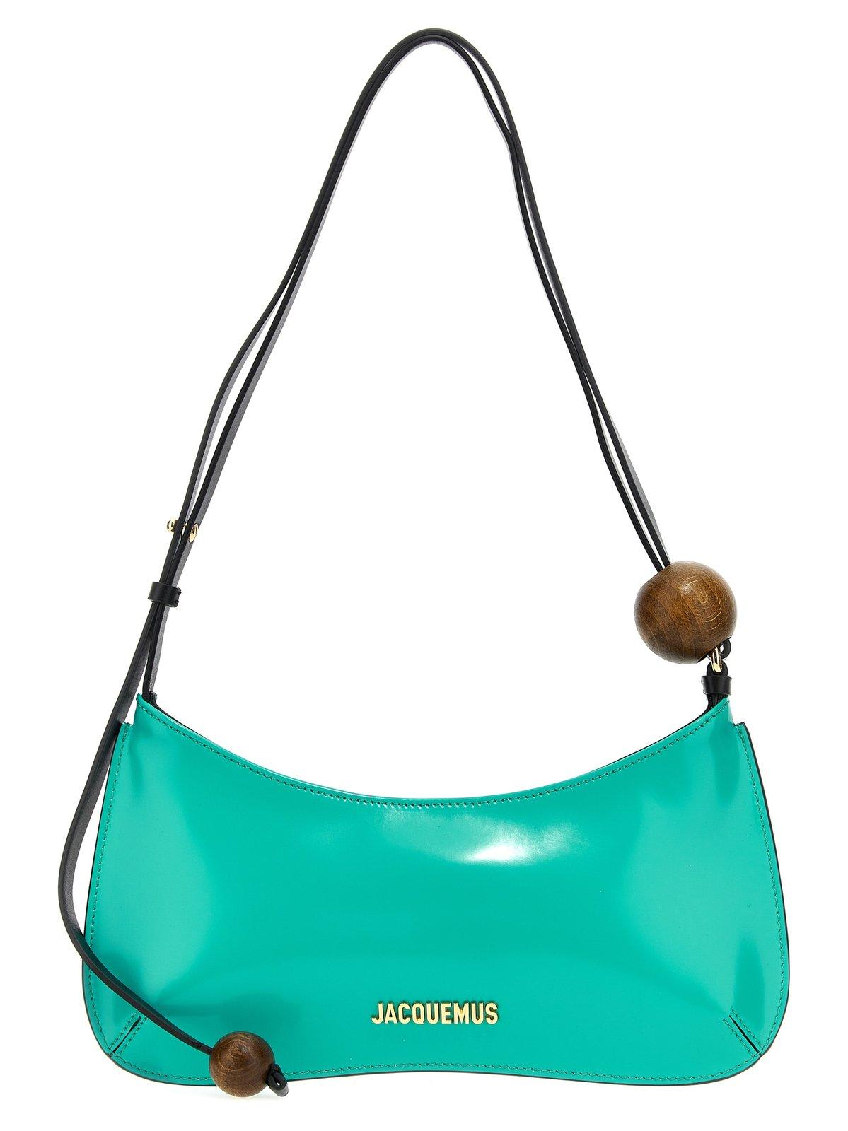 Shop Jacquemus The Bisou Perle Beaded Shoulder Bag In 340 Turquoise