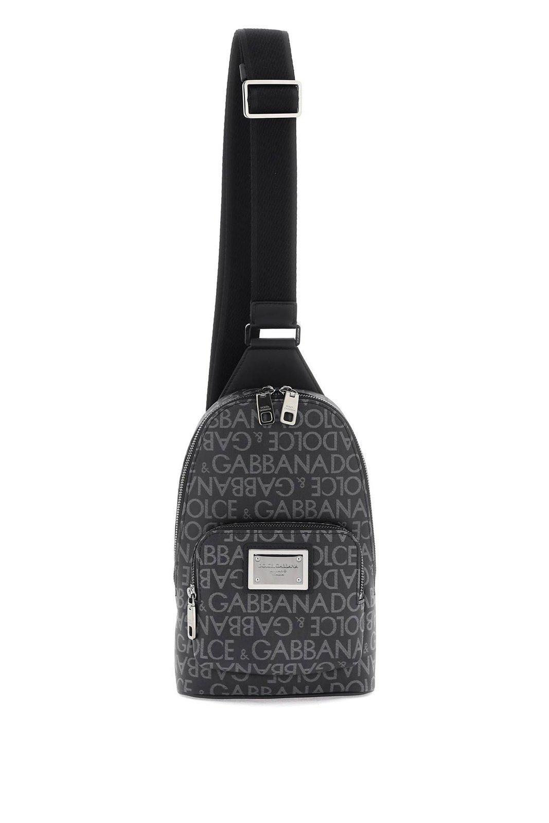 Dolce & Gabbana Logo Plaque Zipped Belt Bag In Nero