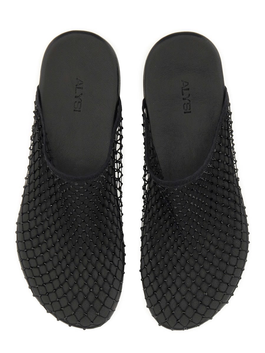 Alysi Black Mesh Slip-on Sabot In Mesh In Black