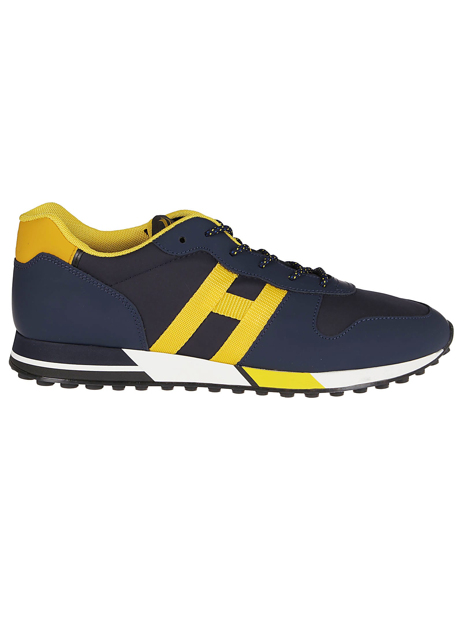 Hogan Blue And Yellow Leather H383 Sneakers