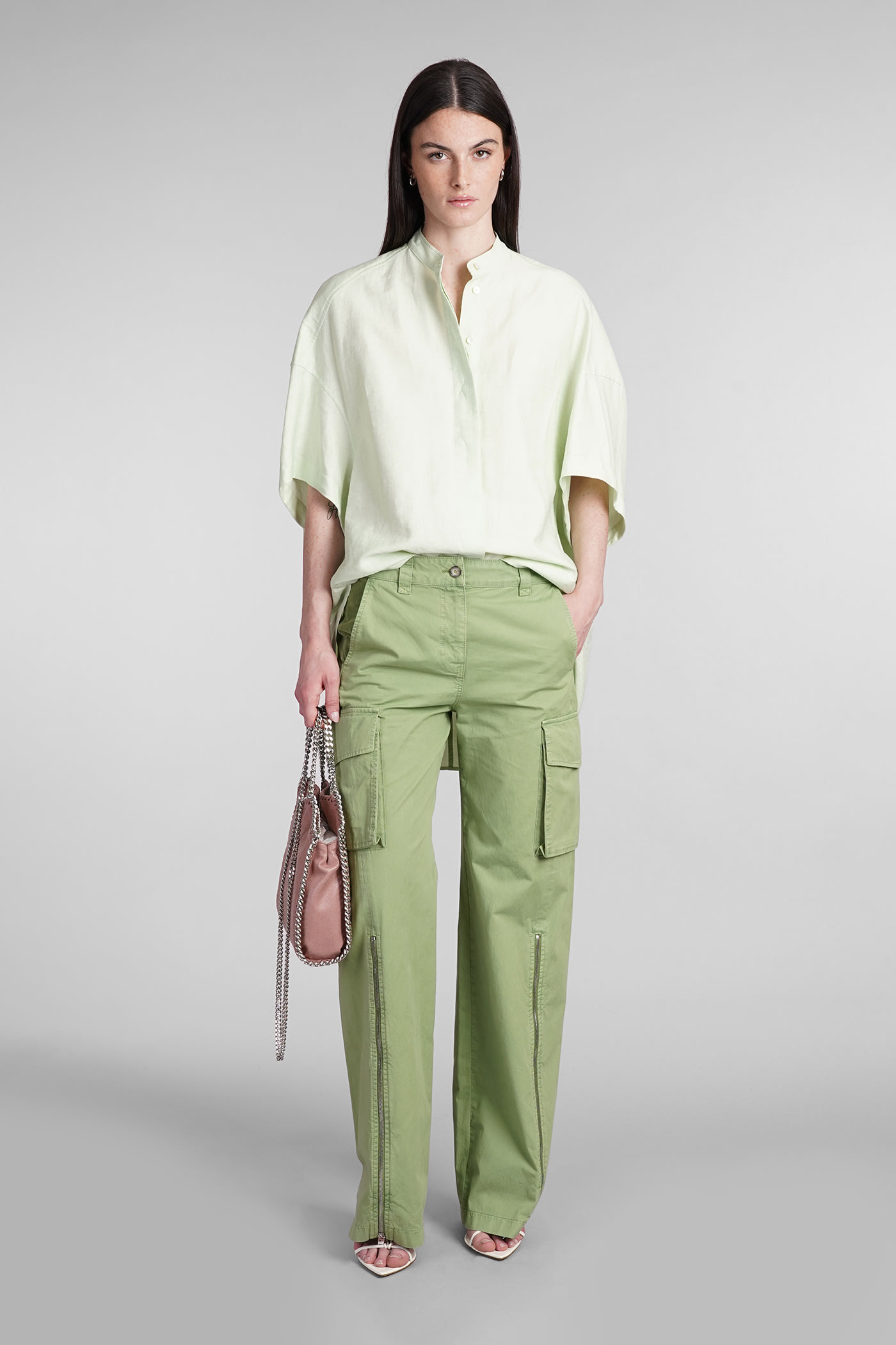 Shop Stella Mccartney Shirt In Green Linen