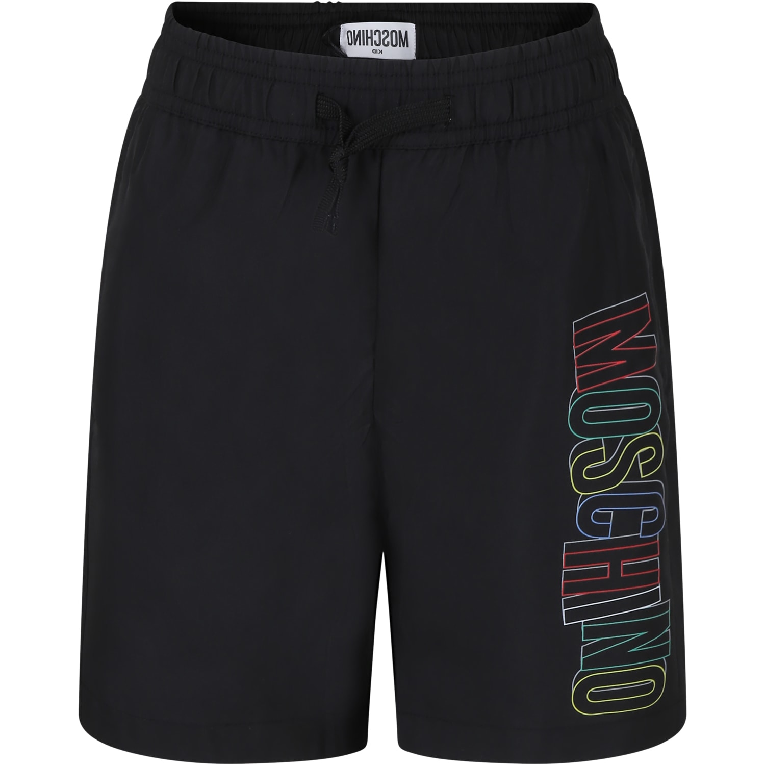 Shop Moschino Black Swim Shorts For Boy With Logo