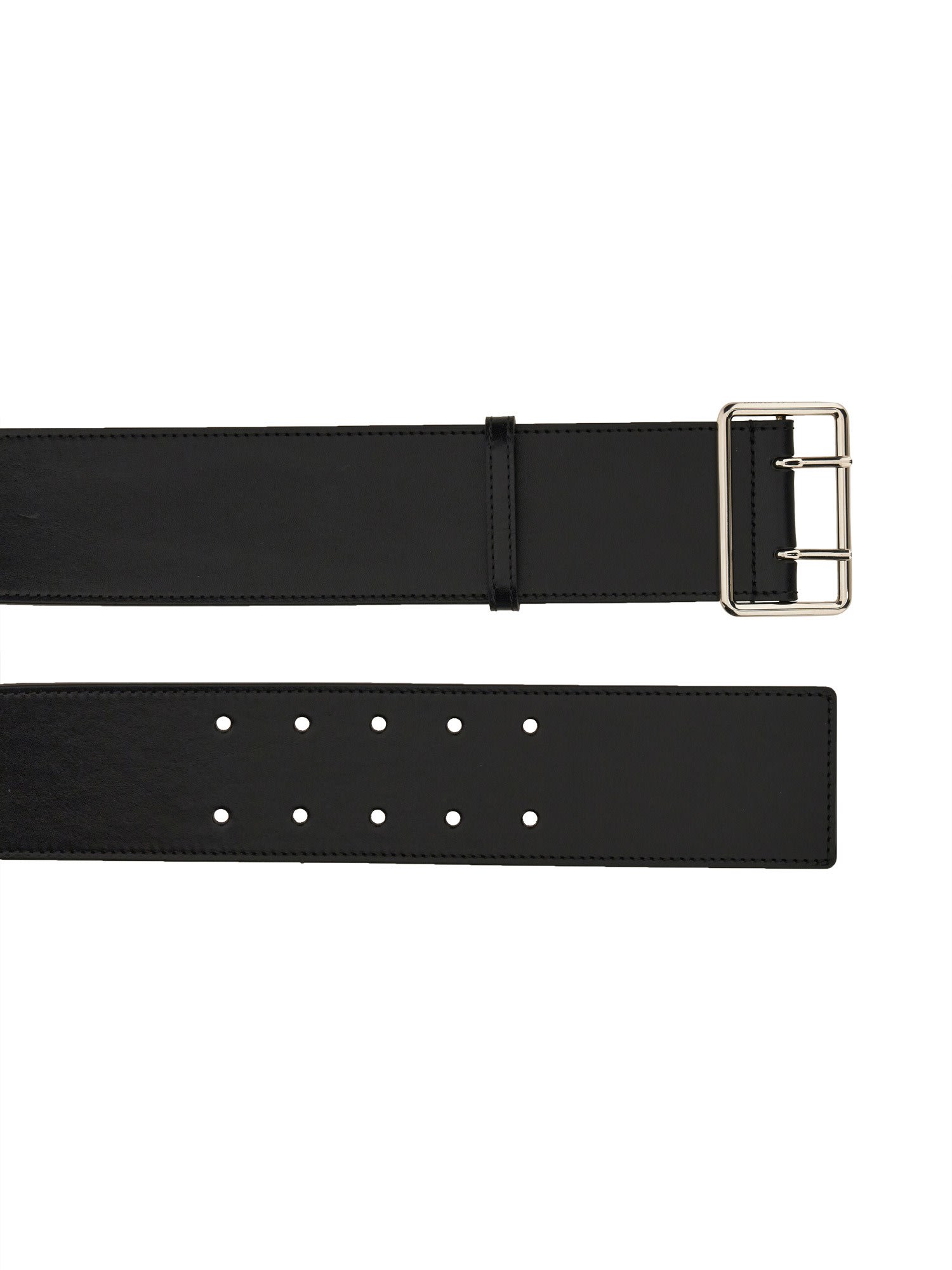 Shop Alexander Mcqueen High Leather Belt In Nero