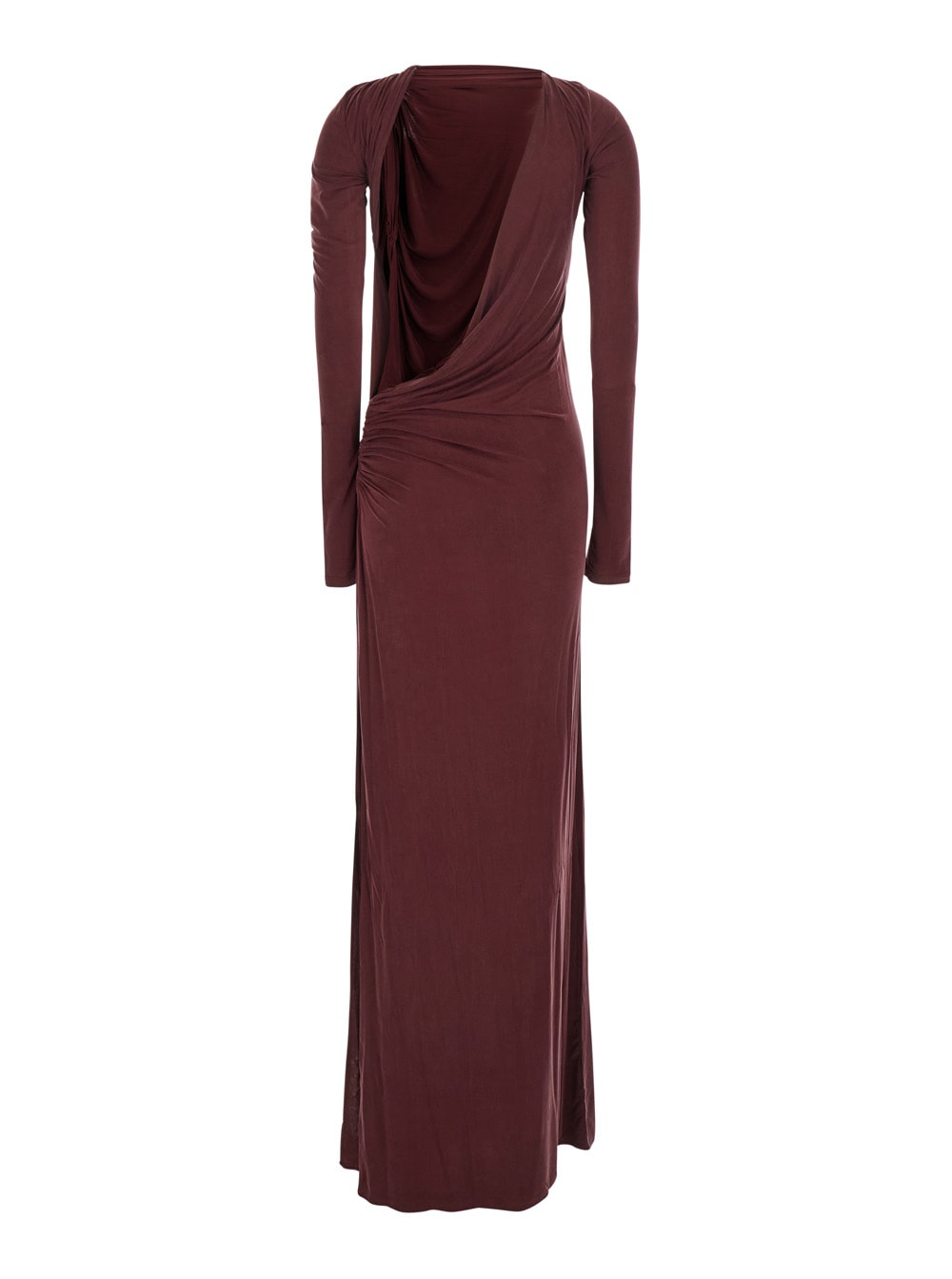 The Andamane Draped Long Dress In Cocoa Colour Women In Brown