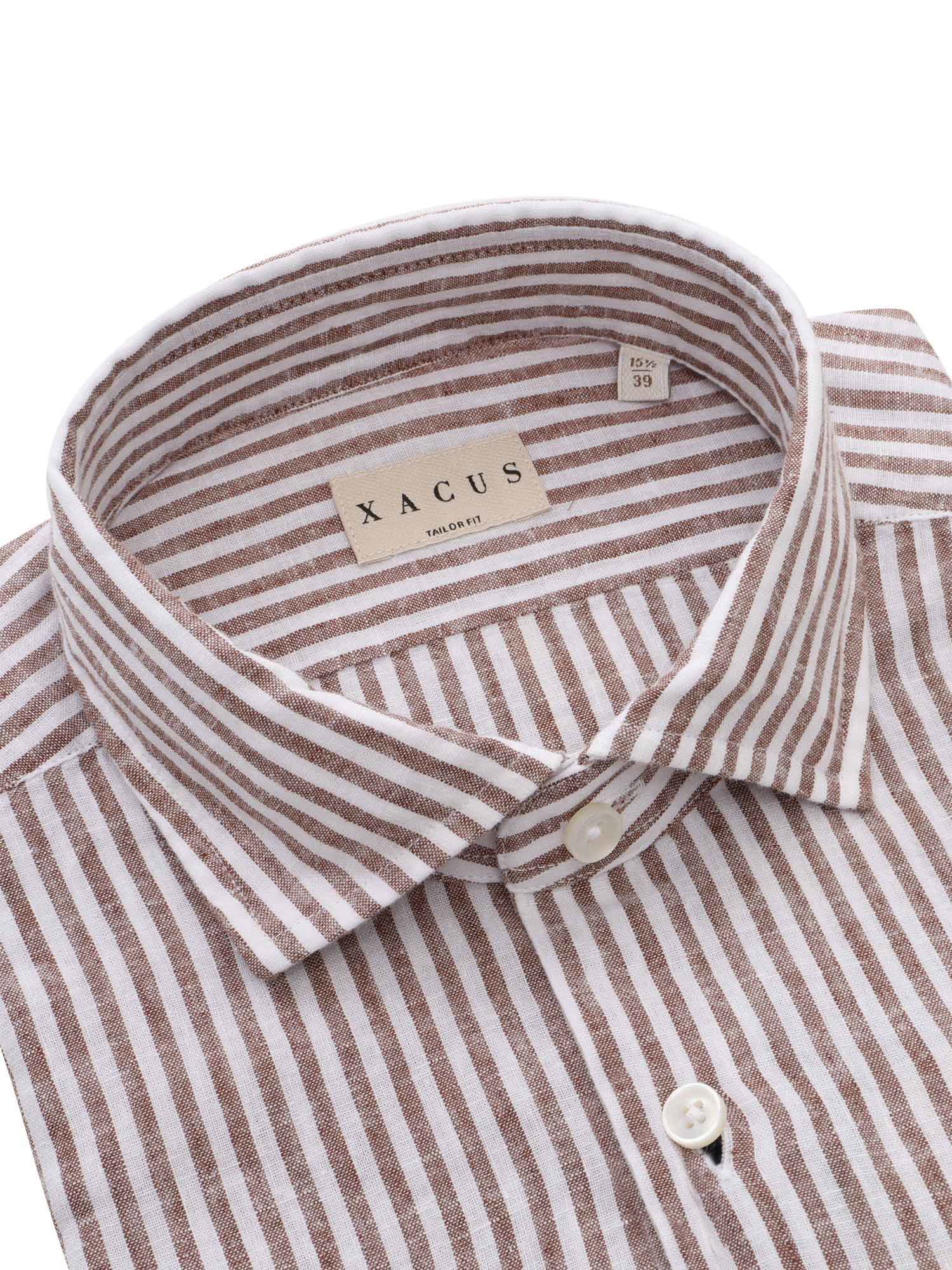 Shop Xacus Brown Striped Shirt In Multicolor
