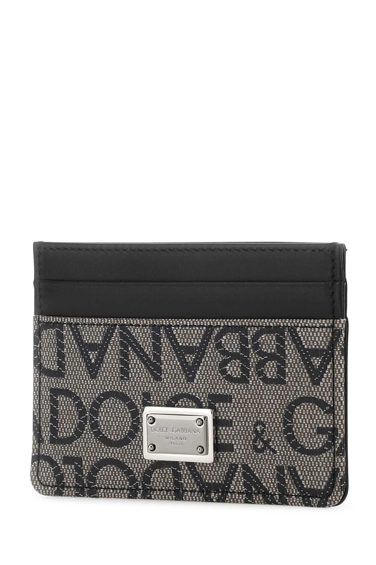 DOLCE & GABBANA MULTICOLOR LEATHER AND FABRIC CARD HOLDER