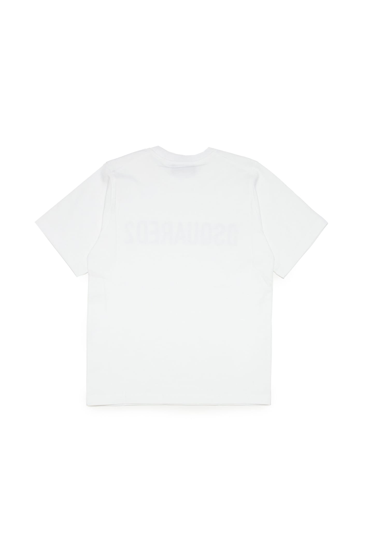 Shop Dsquared2 D2t857u Slouch Fit-eco T-shirt Dsquared White Organic Cotton T-shirt With Logo In Bianco