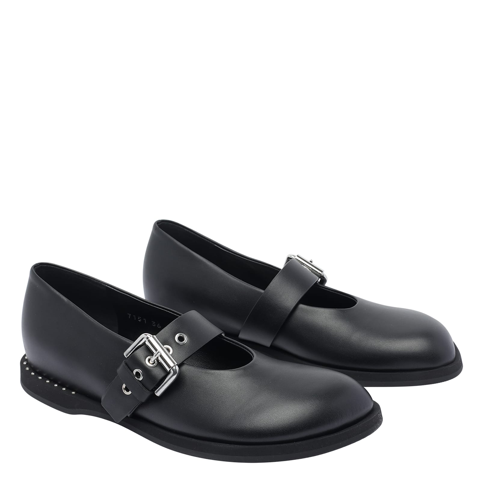 Premiata Buckle-detail Round-toe Ballet Flats In Black