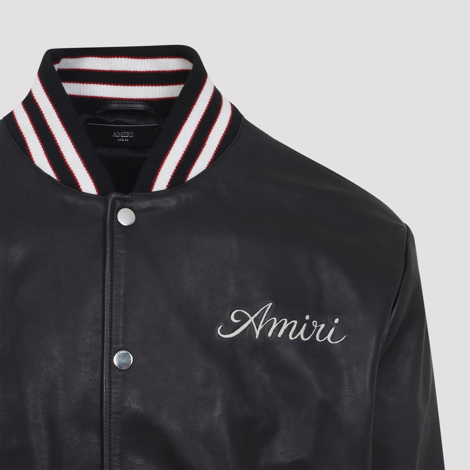 Amiri Leather Jacket With Elasticized Collar And Cuffs In Black