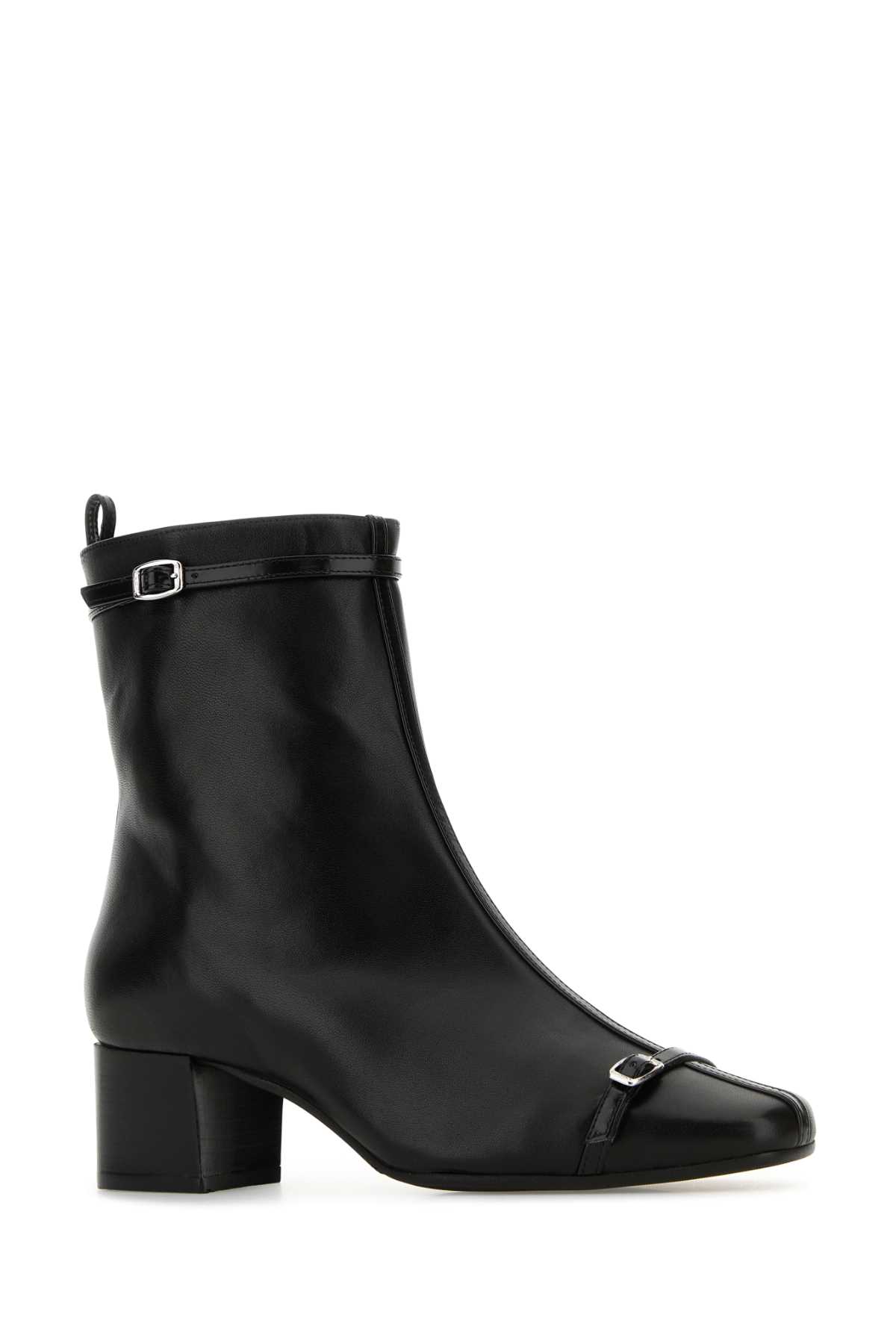 Carel Black Leather Start Ankle Boots In Black