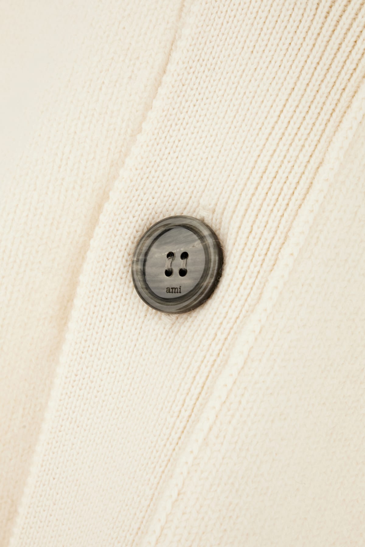 Ami Alexandre Mattiussi Ivory Wool Cardigan In Brown