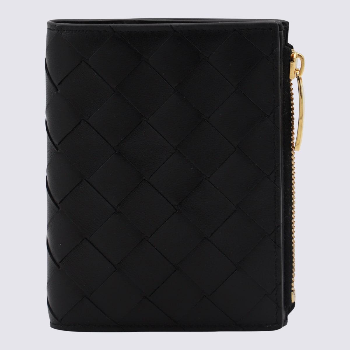 Shop Bottega Veneta Black Leather Wallet In Black-gold