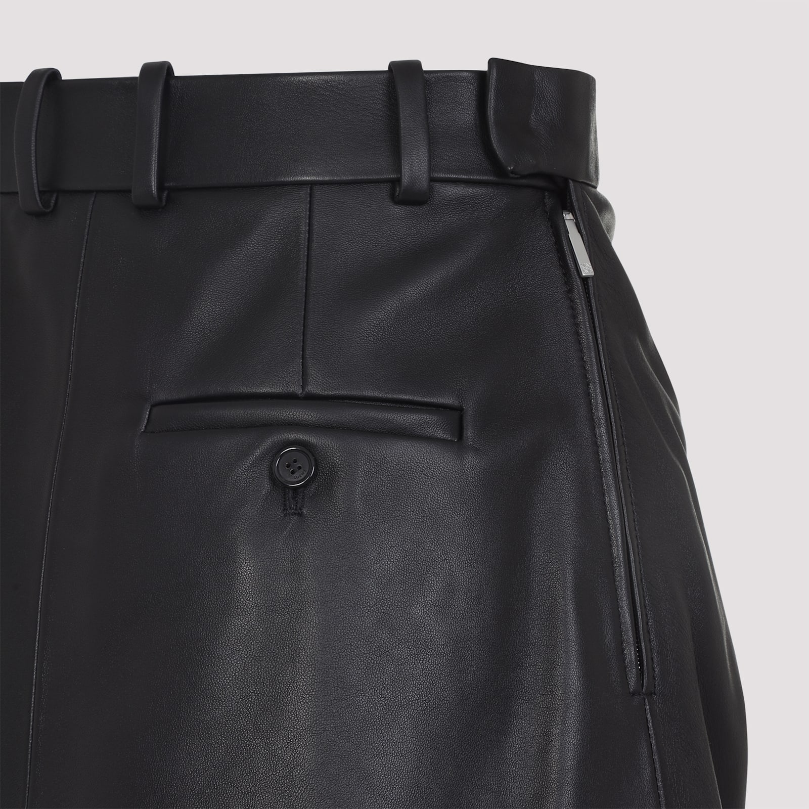 Loewe Draped Lambskin Midi Skirt In Black