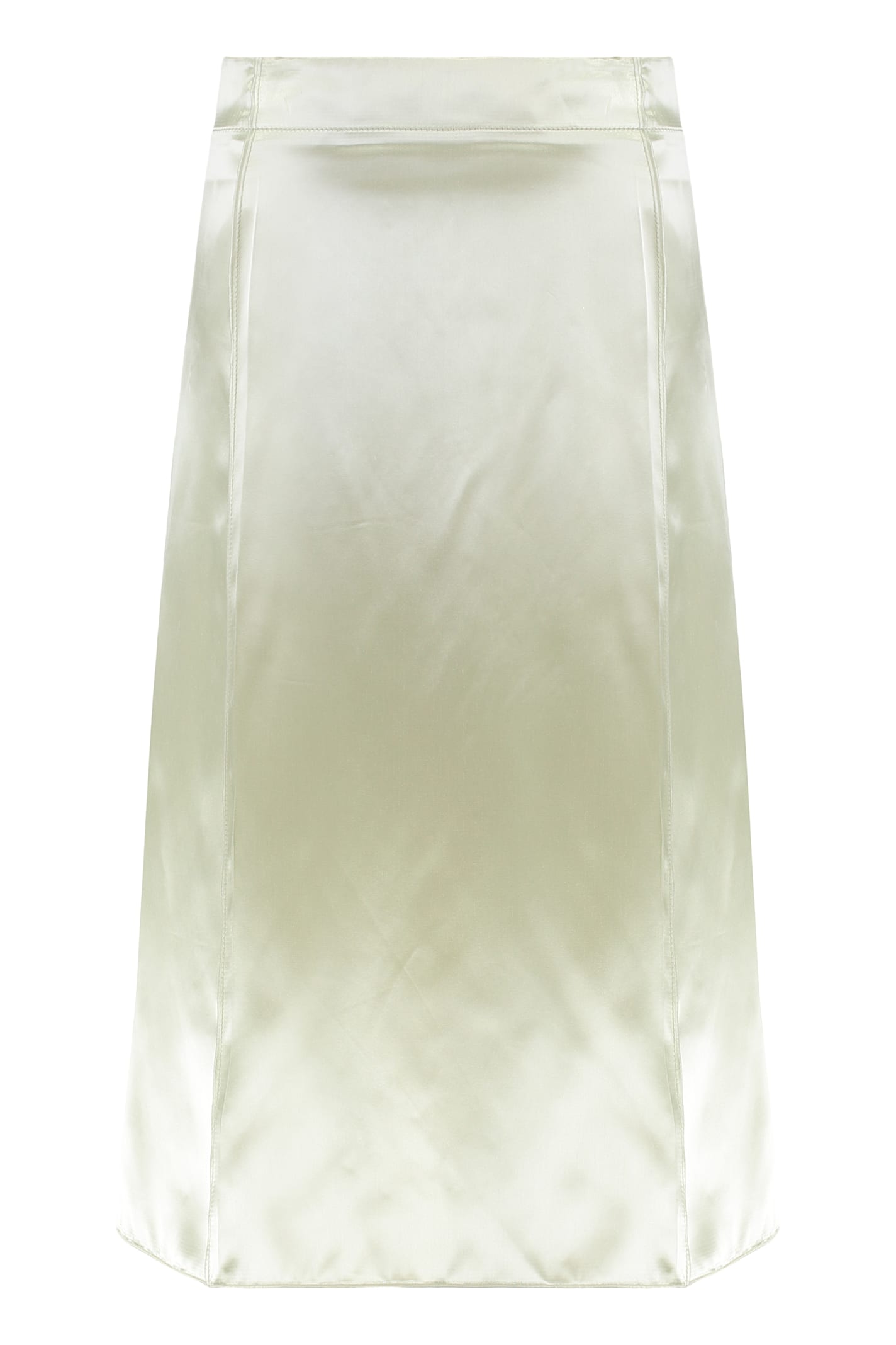 Bottega Veneta Fluid Satin Midi Skirt In Green